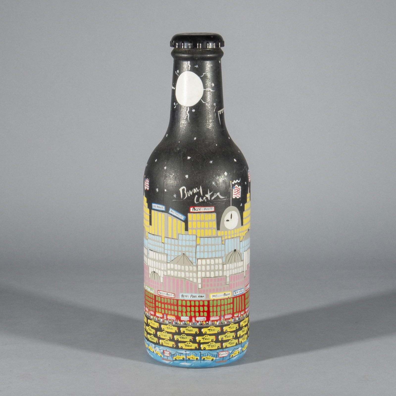 Benny Carter Folk Art Painted Bottle (1 of 6)