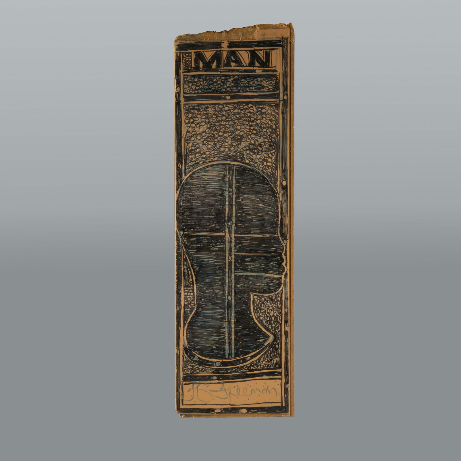 Herbert Freeman Folk Art Drawing on Board (1 of 4)