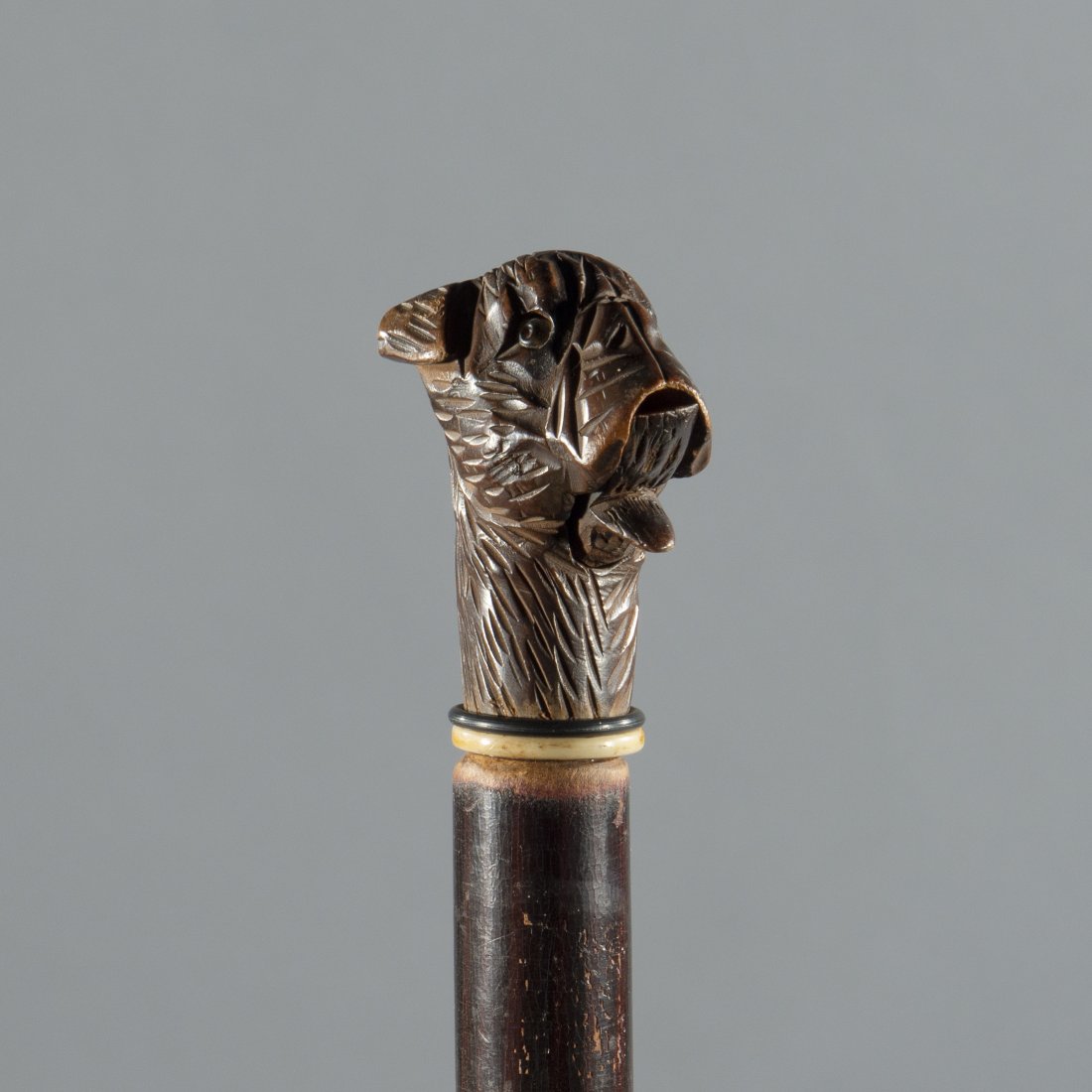 Carved Dog Head Gadget Cane (glove holder) (1 of 8)
