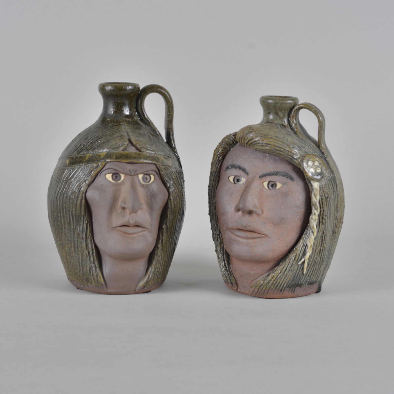Michael A Crocker Face Jug Indian Pair (1 of 8)