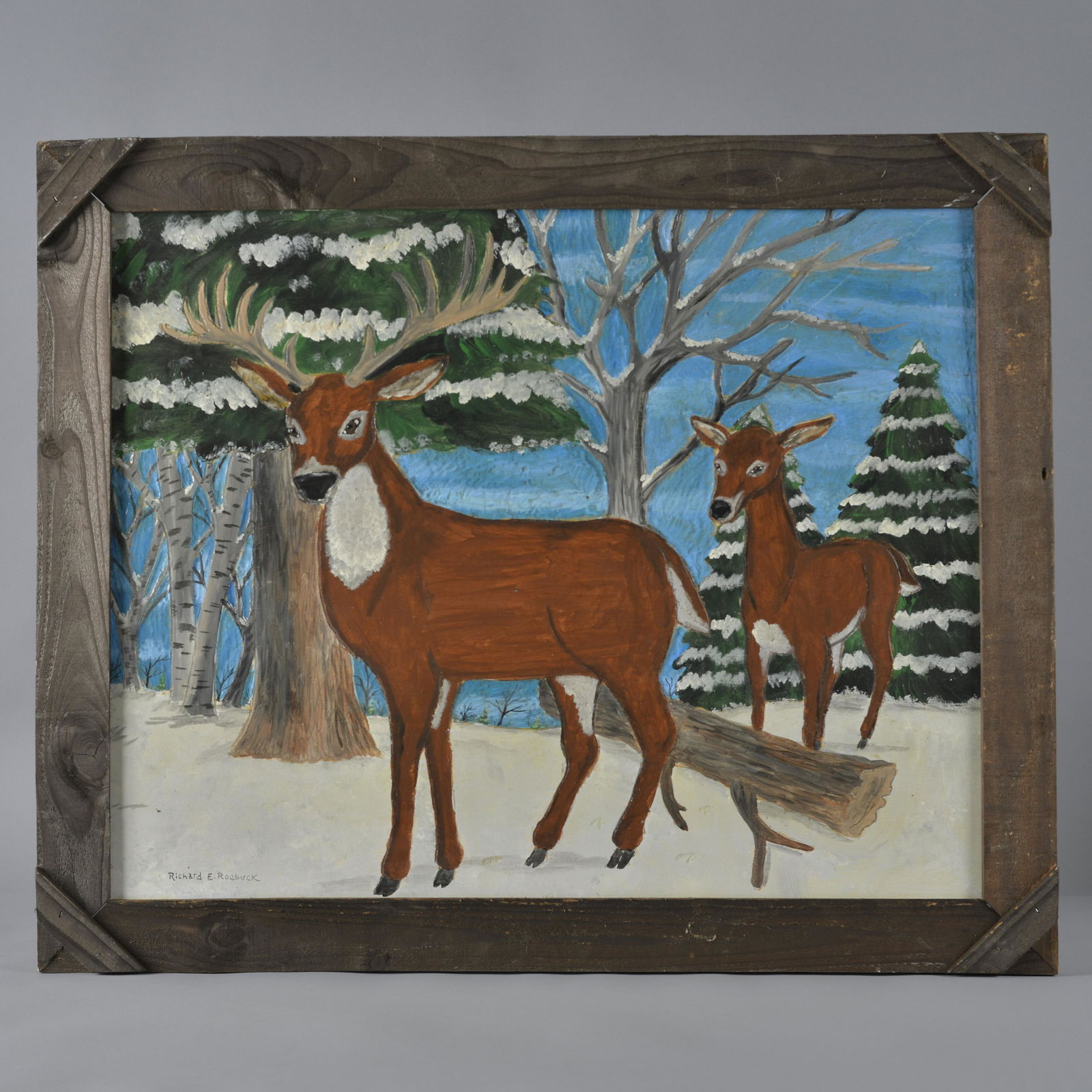 Richard Roebuck Painting on wood: 35"x28" by Georgia folk artist Richard E Roebuck.