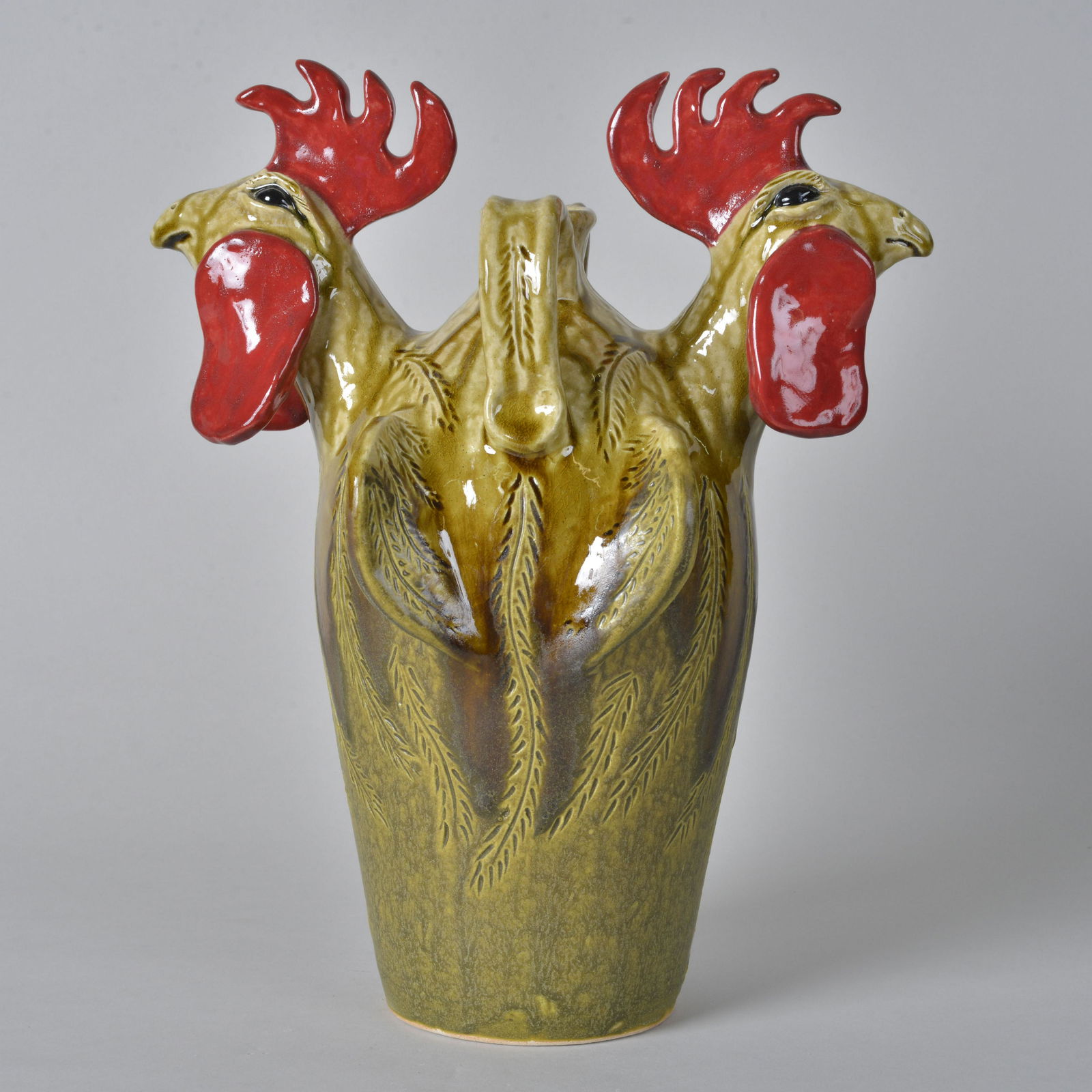 Mike Williamson Figural Double Rooster jug (1 of 5)