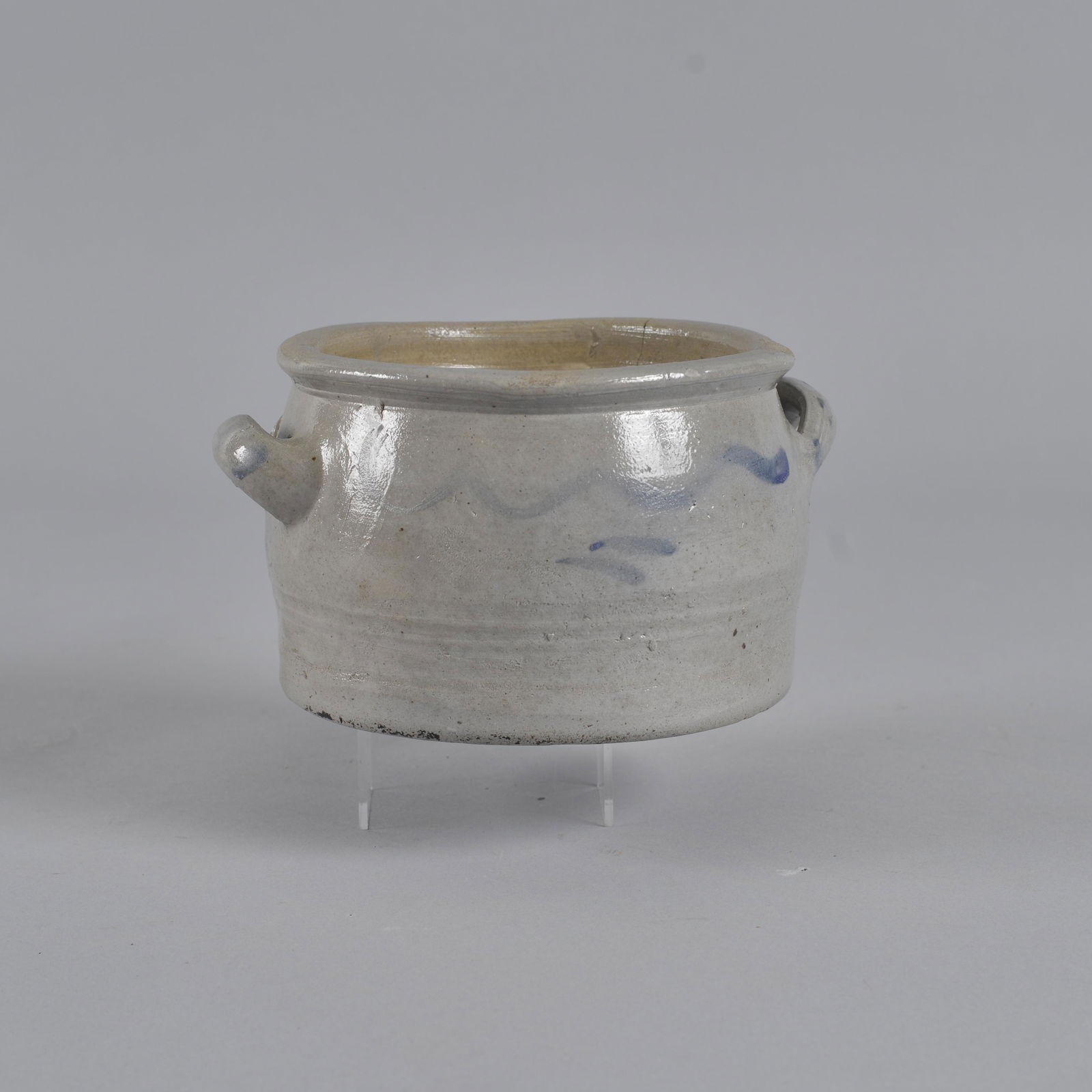 Blue decorated salt glaze small crock (1 of 6)