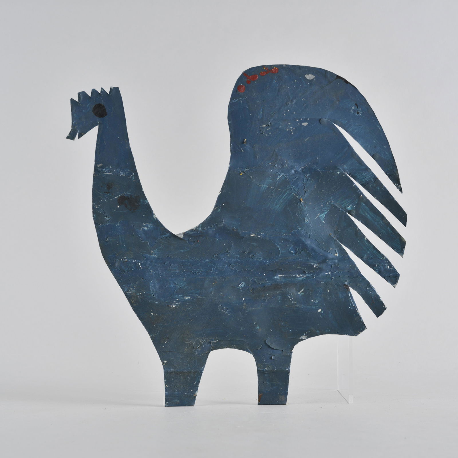RA Miller folk art tin cut out rooster (large blue) (1 of 4)