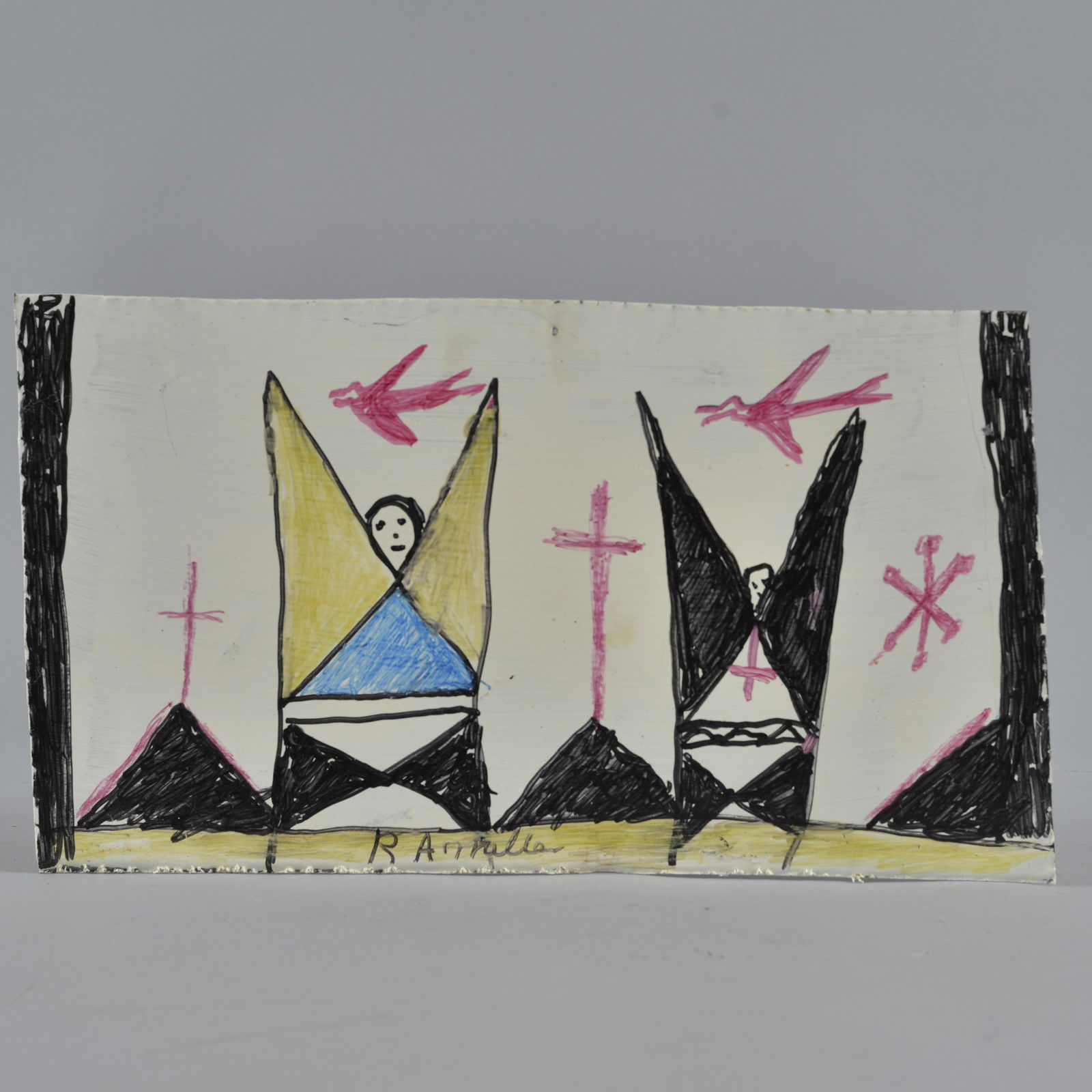 RA Miller folk art painting on tin (1 of 2)