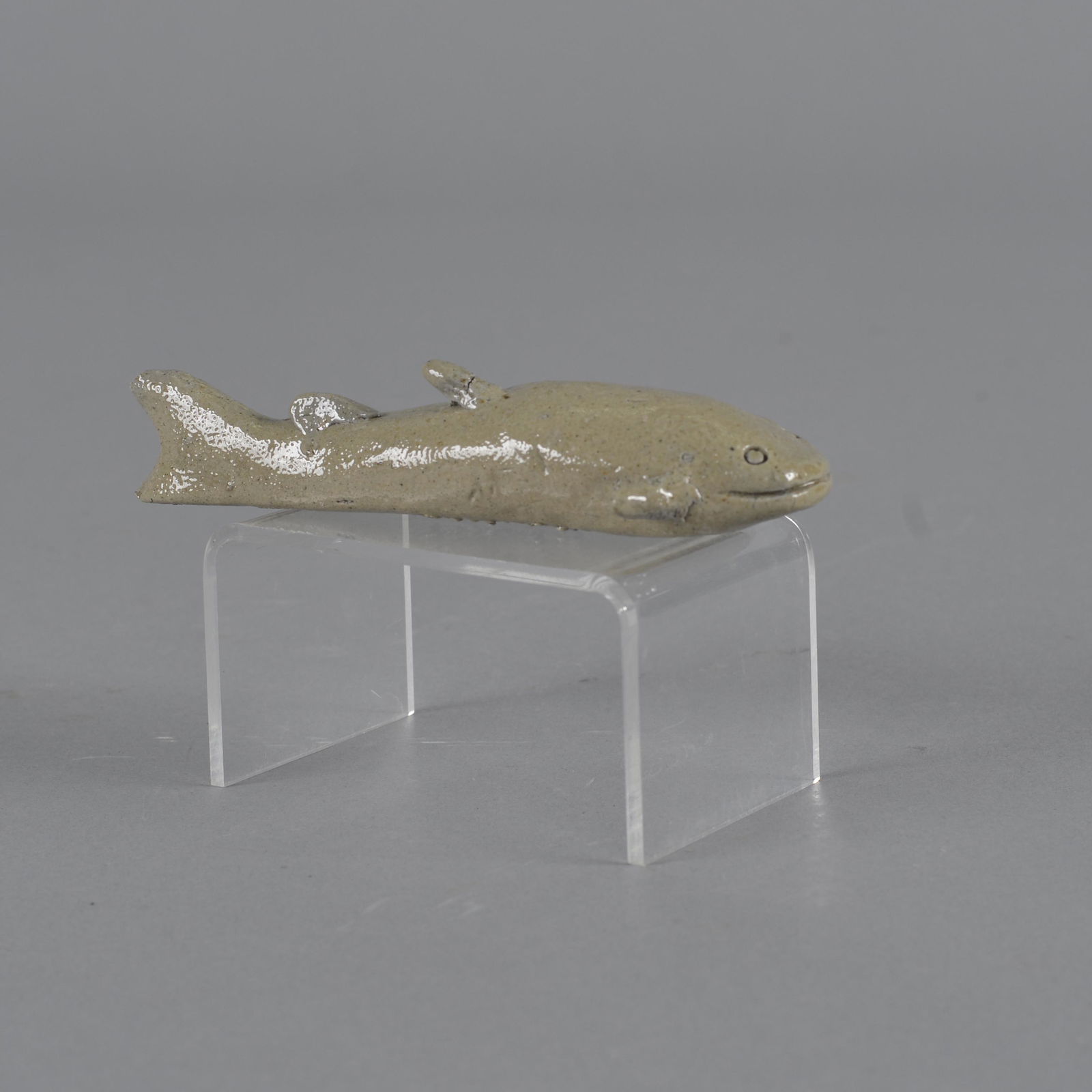 Jugtown Charles Moore 1995 tiny catfish: Charles Moore 4.5" length jugtown stamp and dated 1995. a cute catfish by Charles. The Gibsonville Mafia calls him Charlieâ€¦ we understand its not the normal but a few of us had a personal connec