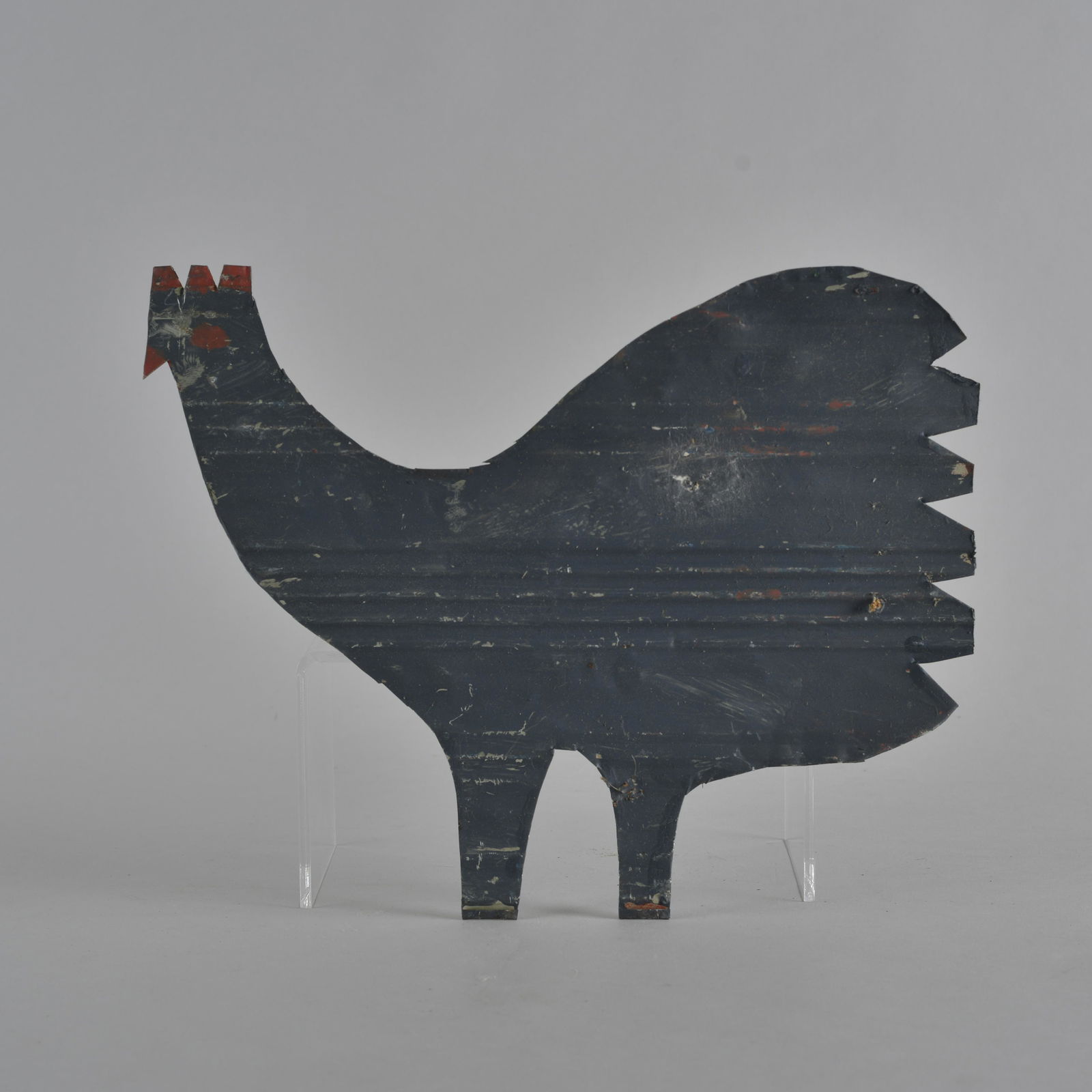 RA Miller Folk Art tin cutout (blue chicken) (1 of 5)