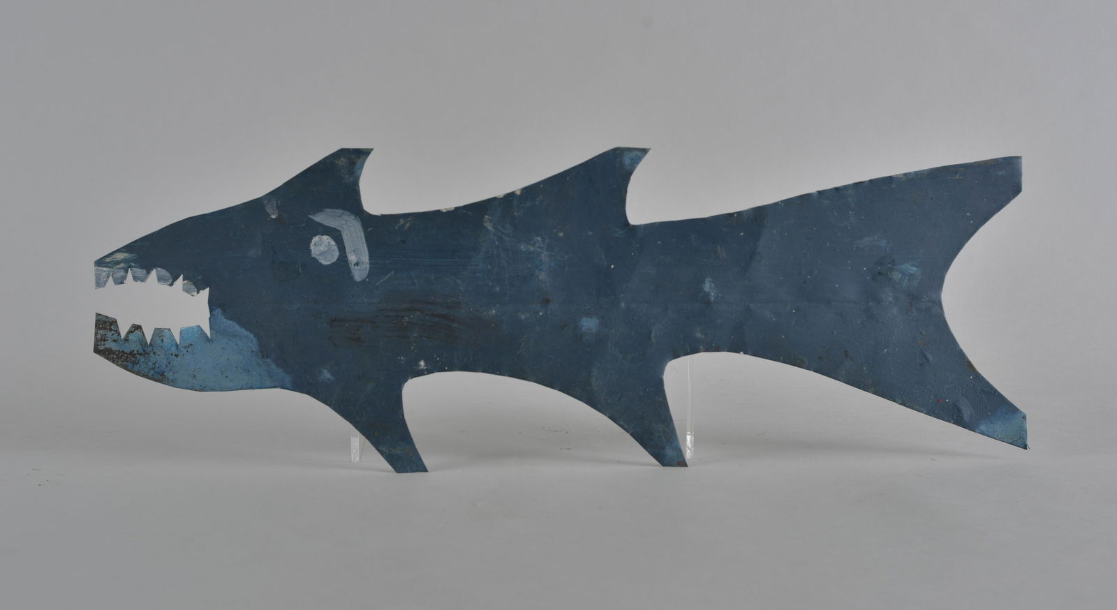 RA Miller Folk Art tin cutout (blue shark) (1 of 5)
