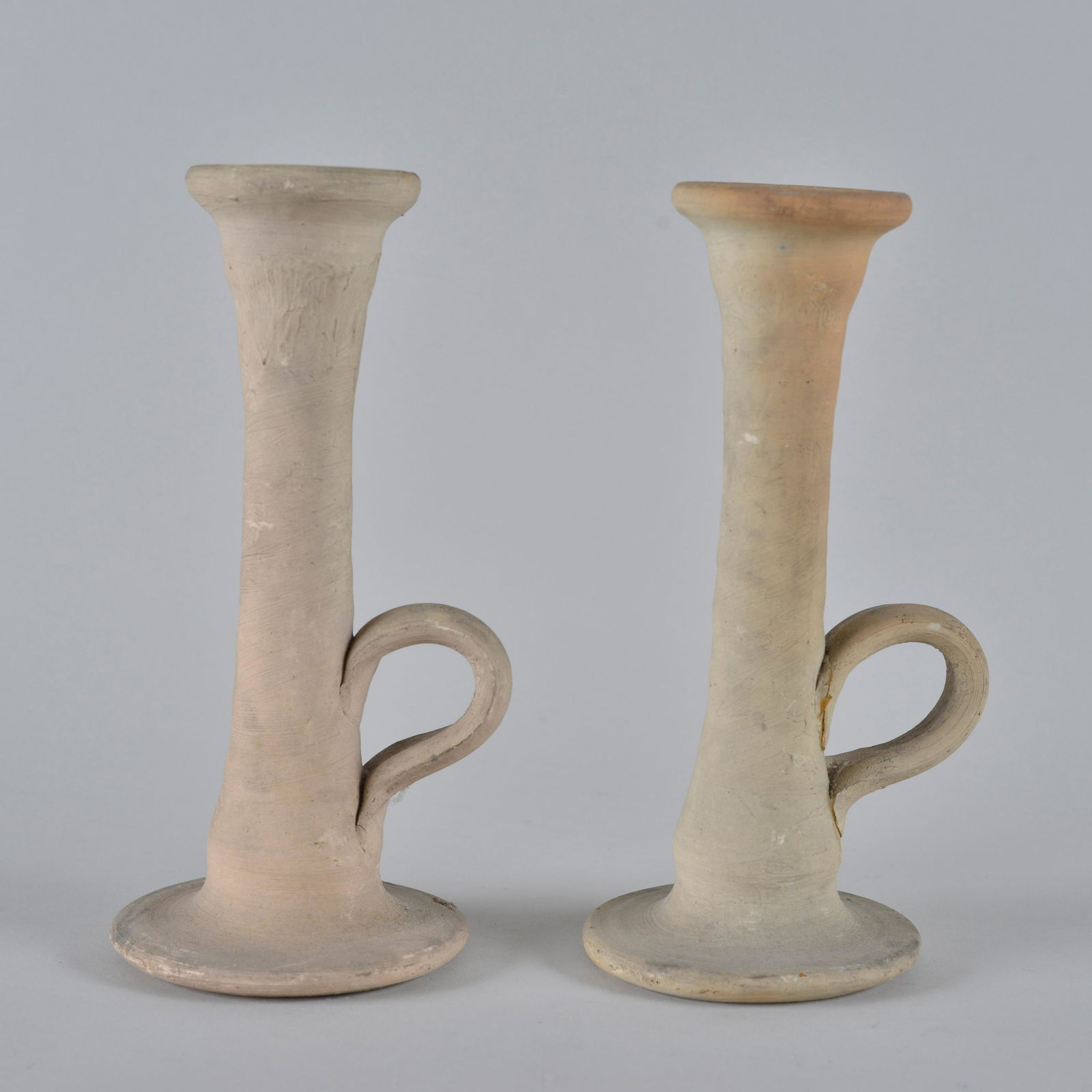 Auman Pottery Candle Sticks (white pair) (1 of 6)