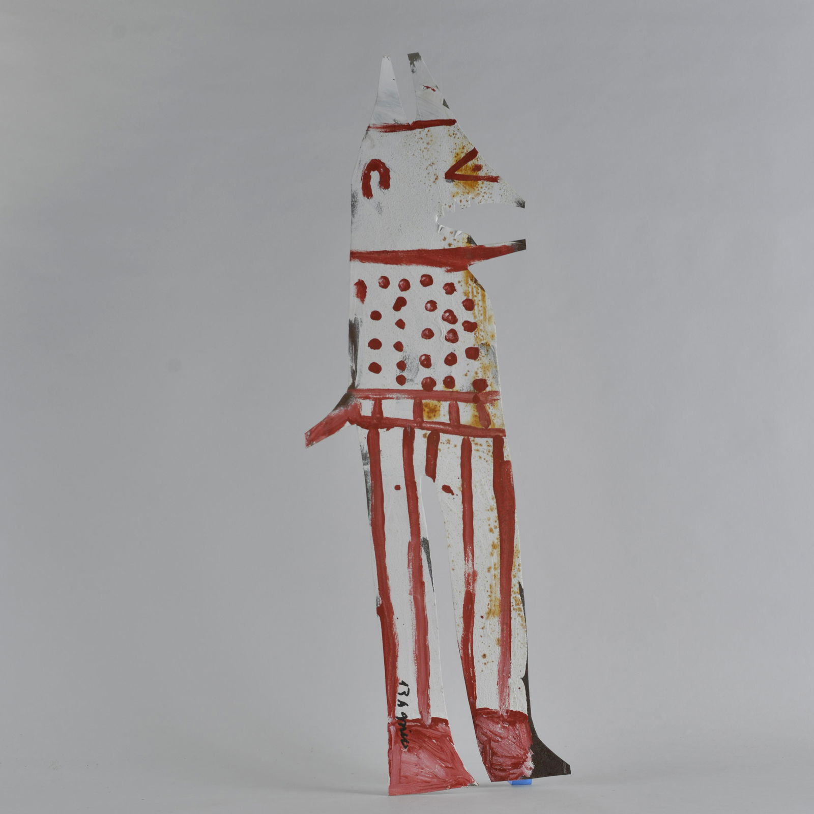 RA Miller folk art tin cut out (red, white stripes) (1 of 10)