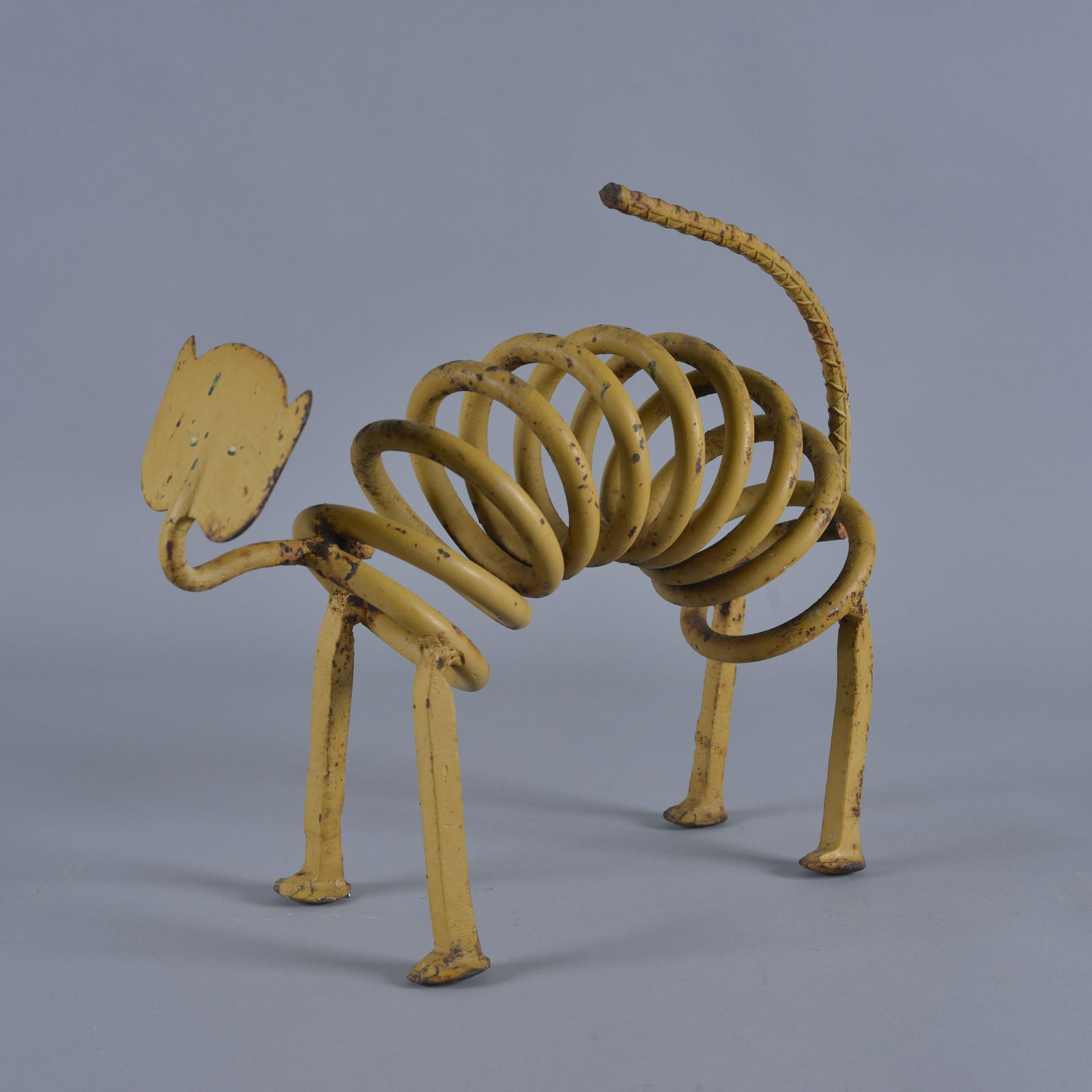 Mike Hudson Folk Art Iron Works Cat - yellow paint (1 of 5)