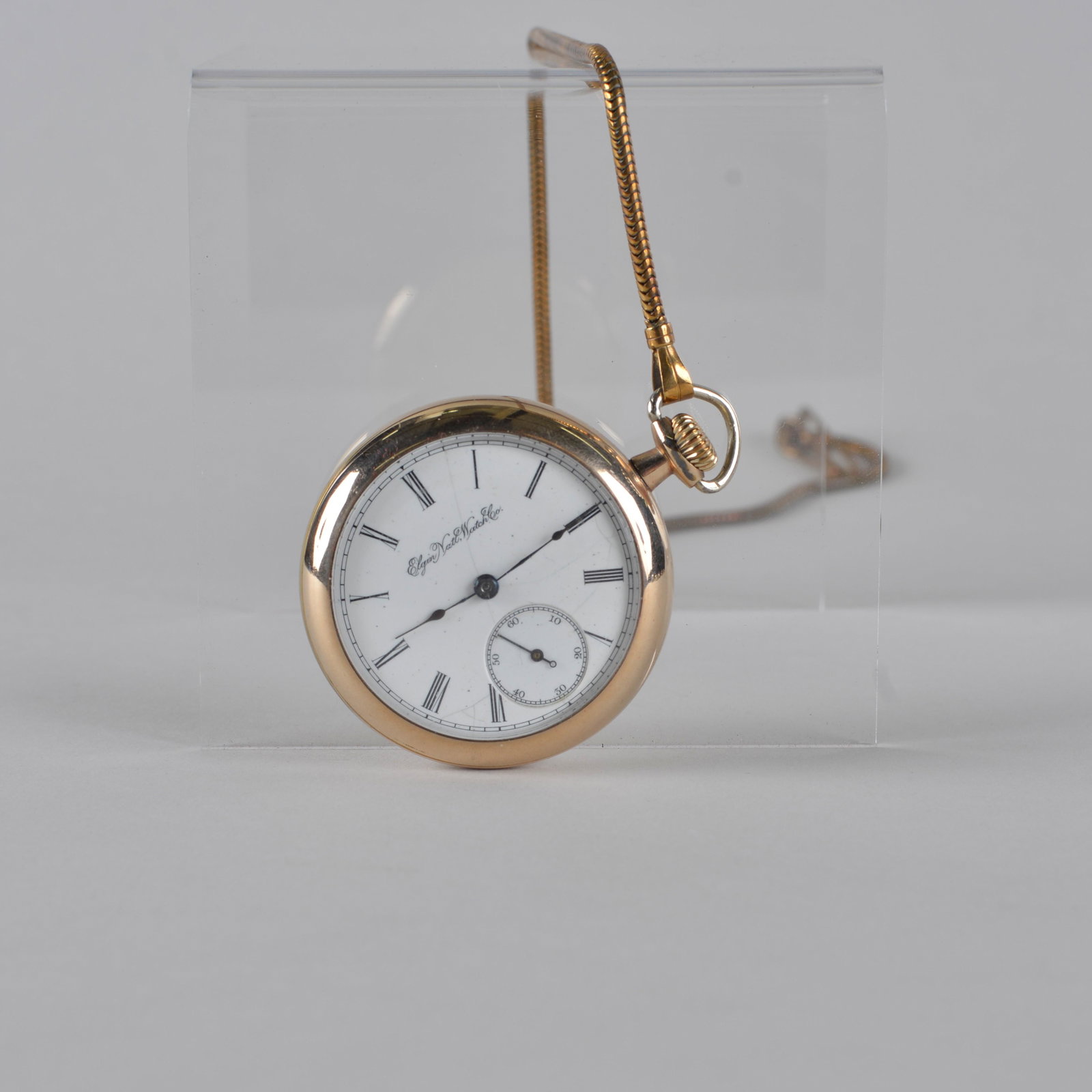 Elgin Lever set Pocket Watch: lever set size 18 elgin ca. 1876 - Elgin National Watch Company. Dial has surface ware. Back engraved