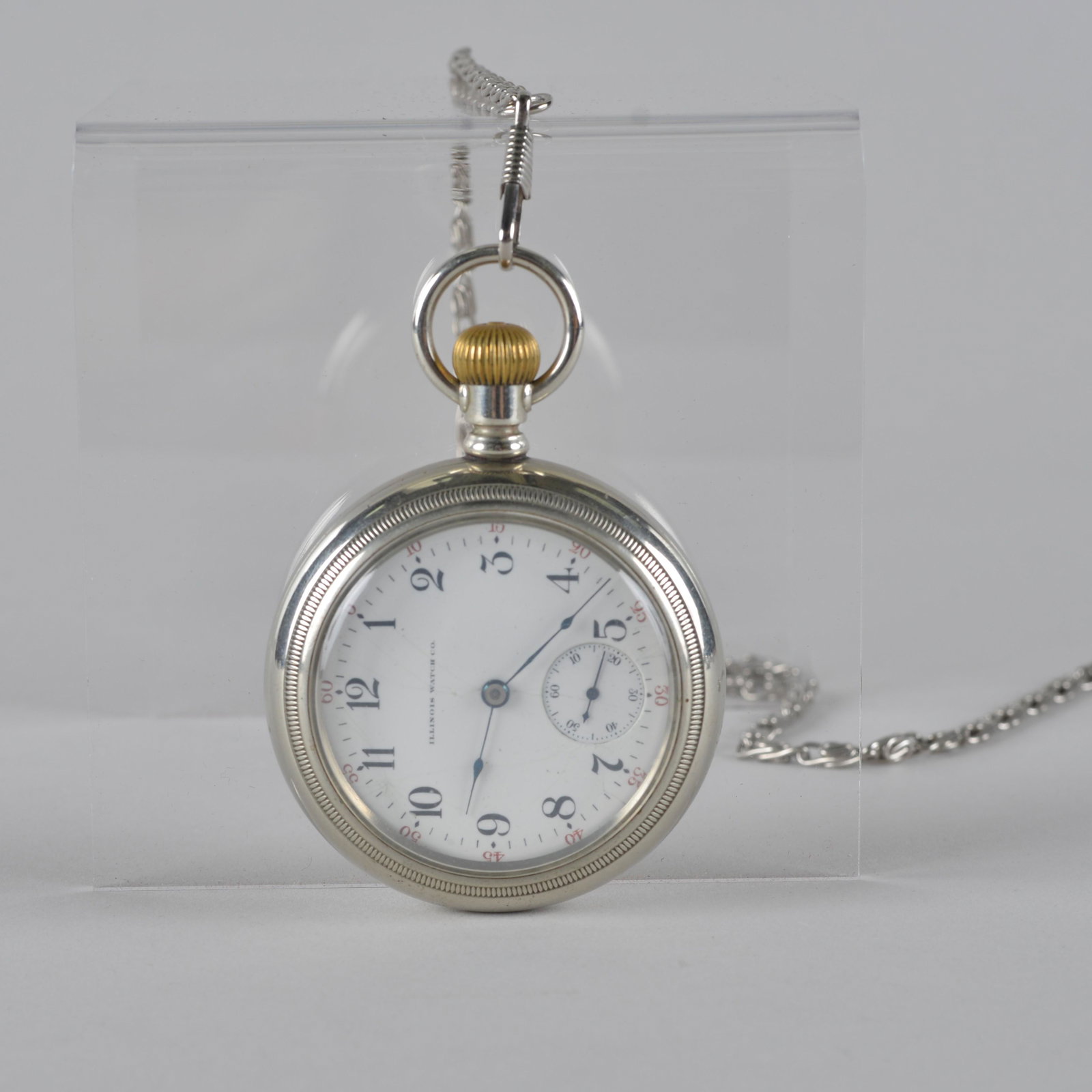 Illinois Lever Set Pocket watch: made for Dansons & co. La ponte Ind. Serial 3315378. transition from key wind, can wind with key, key present. Ca. 1887 model 2. 15 jewel lever set, chalmers regulator.