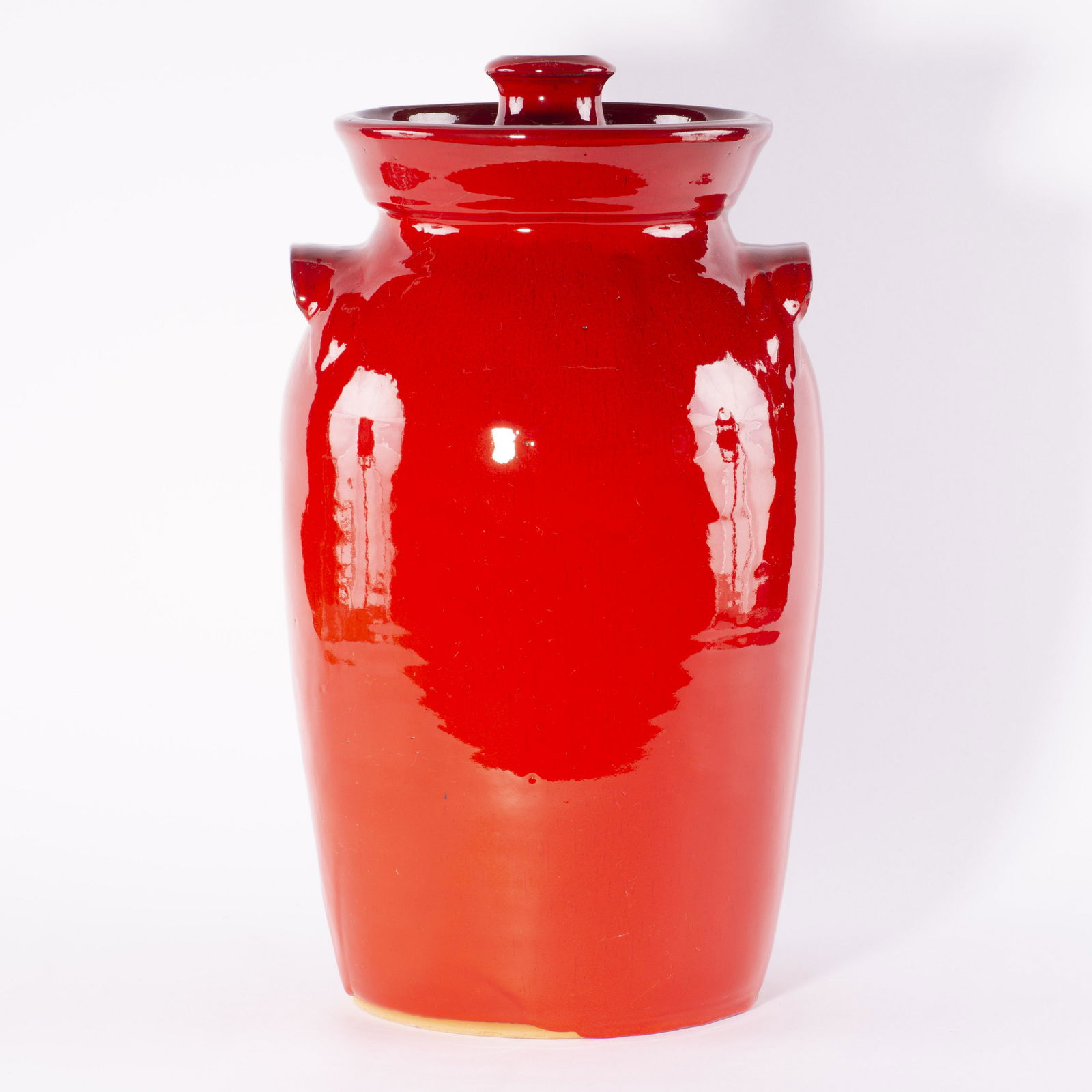 ML Owens Red Glaze Lidded Churn (1 of 5)