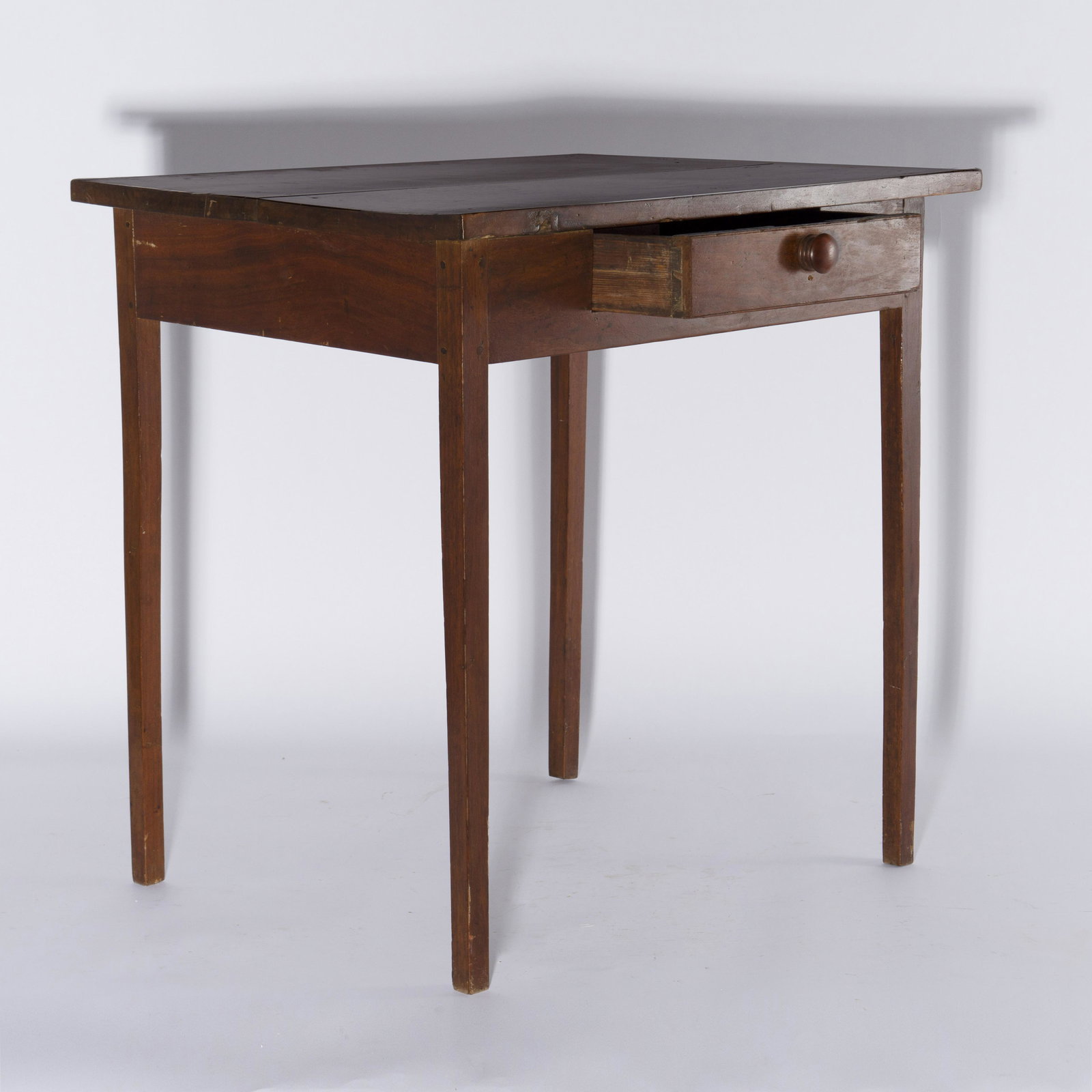 walnut tapered leg one drawer table (1 of 7)