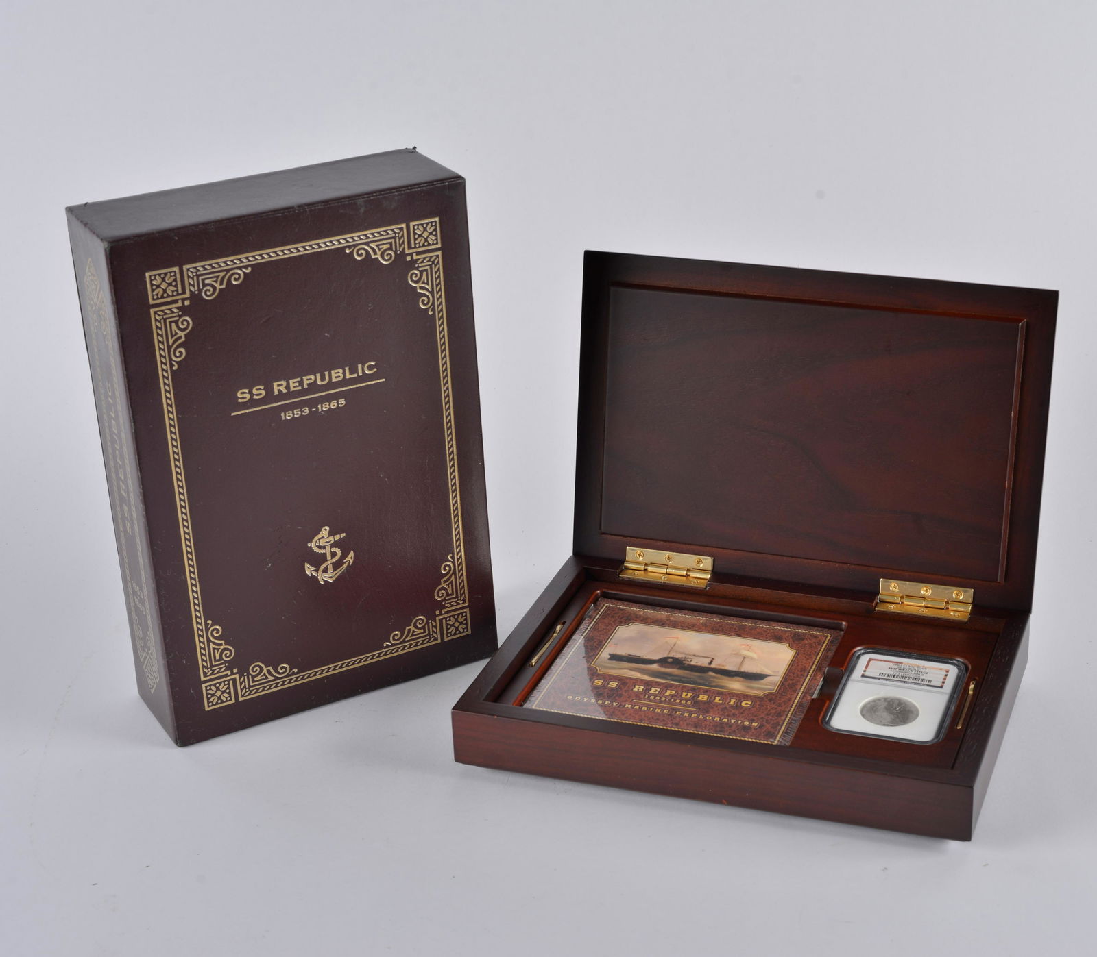 Liberty seated half dollar in box found in Shipwreck (1 of 4)