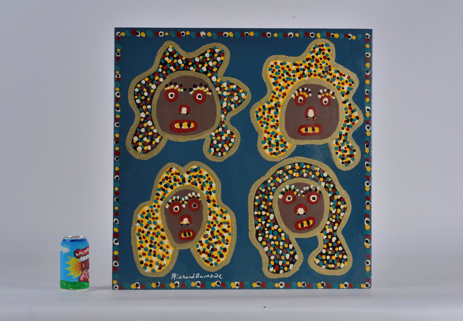 Richard Burnside Folk Art 4 painted faces (1 of 5)