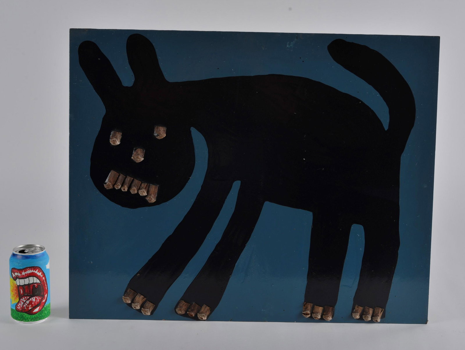 Richard Burnside Folk Art unsigned black cat: Richard Burnside. (African American) Pendleton, SC. b.1944 - d. 2020 "these works were purchased directly from Richard Burnside by well known folk art dealer Ron Causey Jr... also to note that for a p