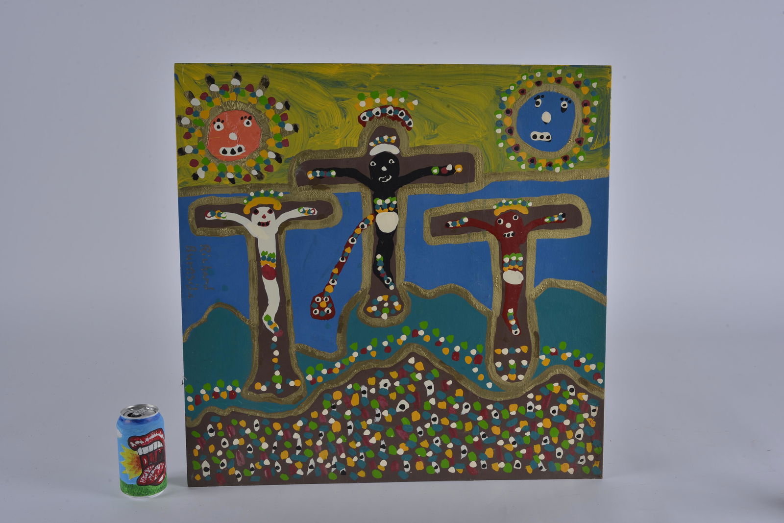 Richard Burnside Folk Art Jesus & 2 theives on Cross (1 of 6)