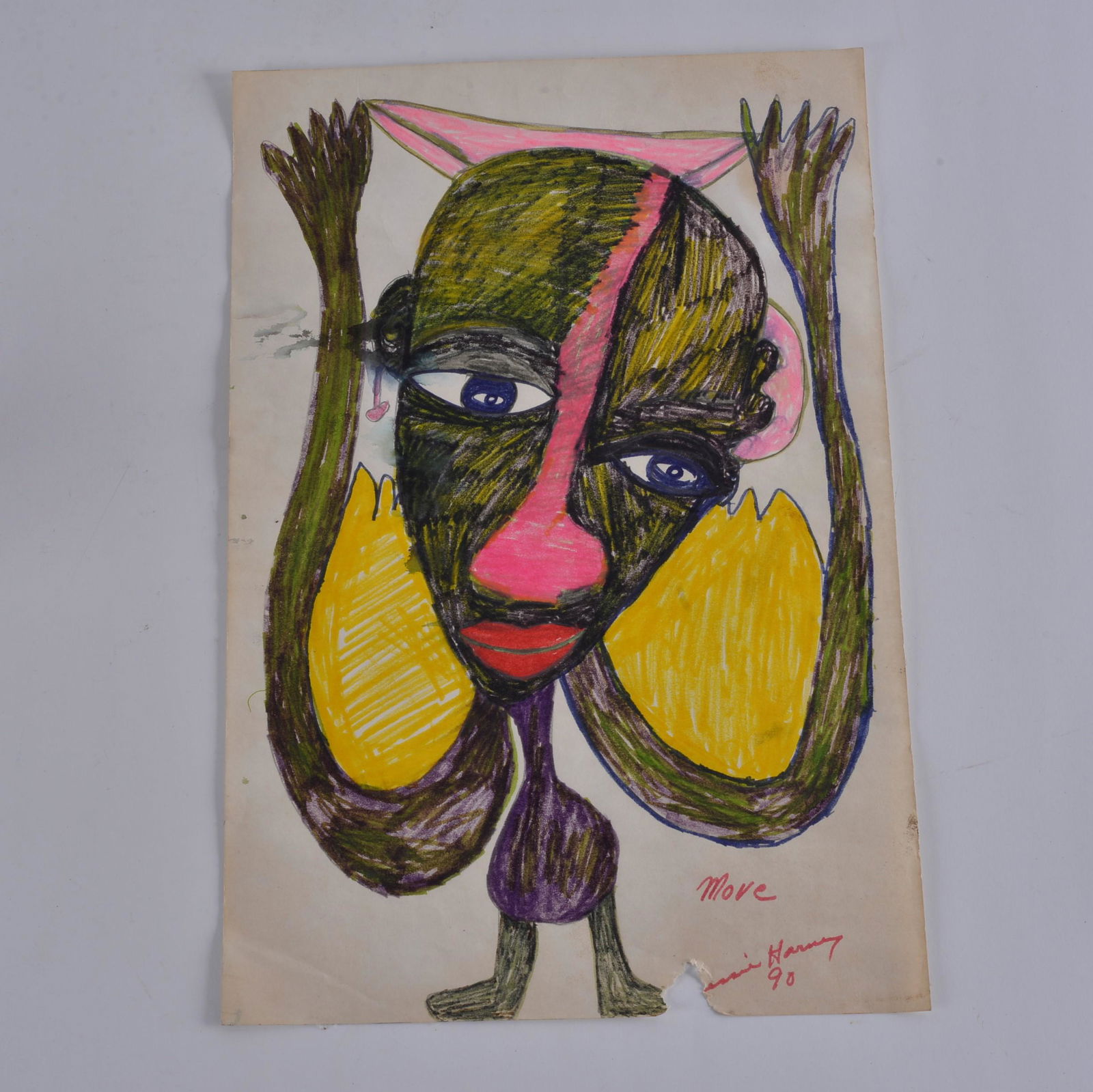 Bessie Harvey Mixed Media Painting: 17.25x11.25