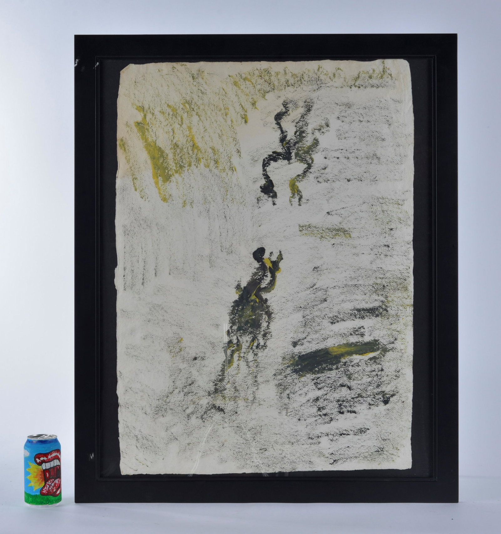 Purvis Young Painting: Purvis Young painting on paper. Large size. Framed. 29" x 21" From a single collection. 100% authentic and real. Purchased directly from Purvis Young in the 1990s.