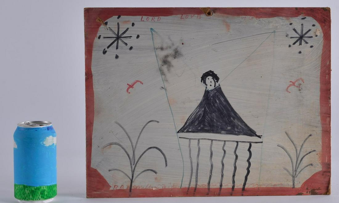 RA Miller Folk Art Drawing (black angel) (1 of 3)