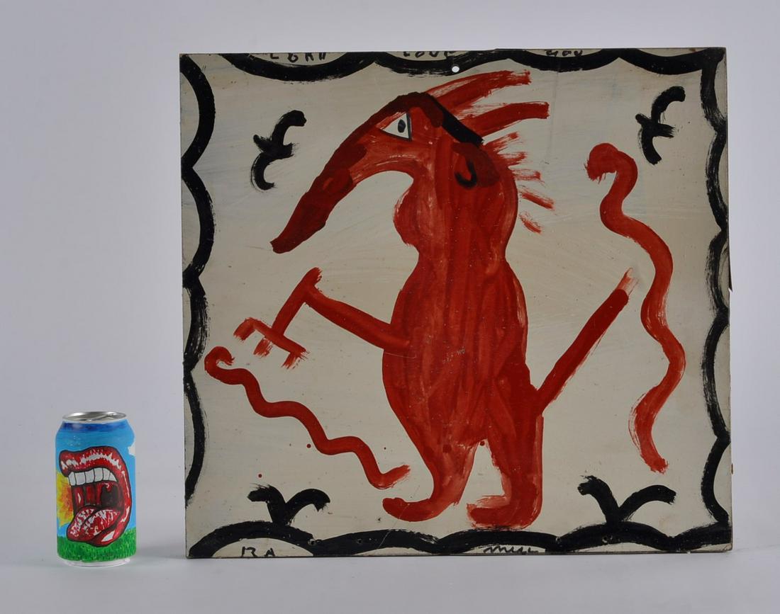 RA Miller Folk Art Painting (red devil snake) (1 of 6)