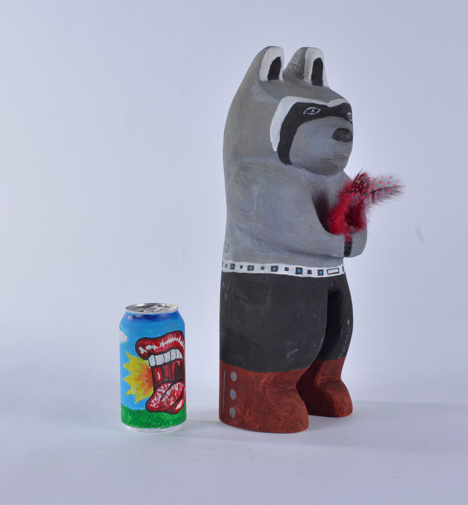 Wooden Sculpture - Racoon: 13" x 6"