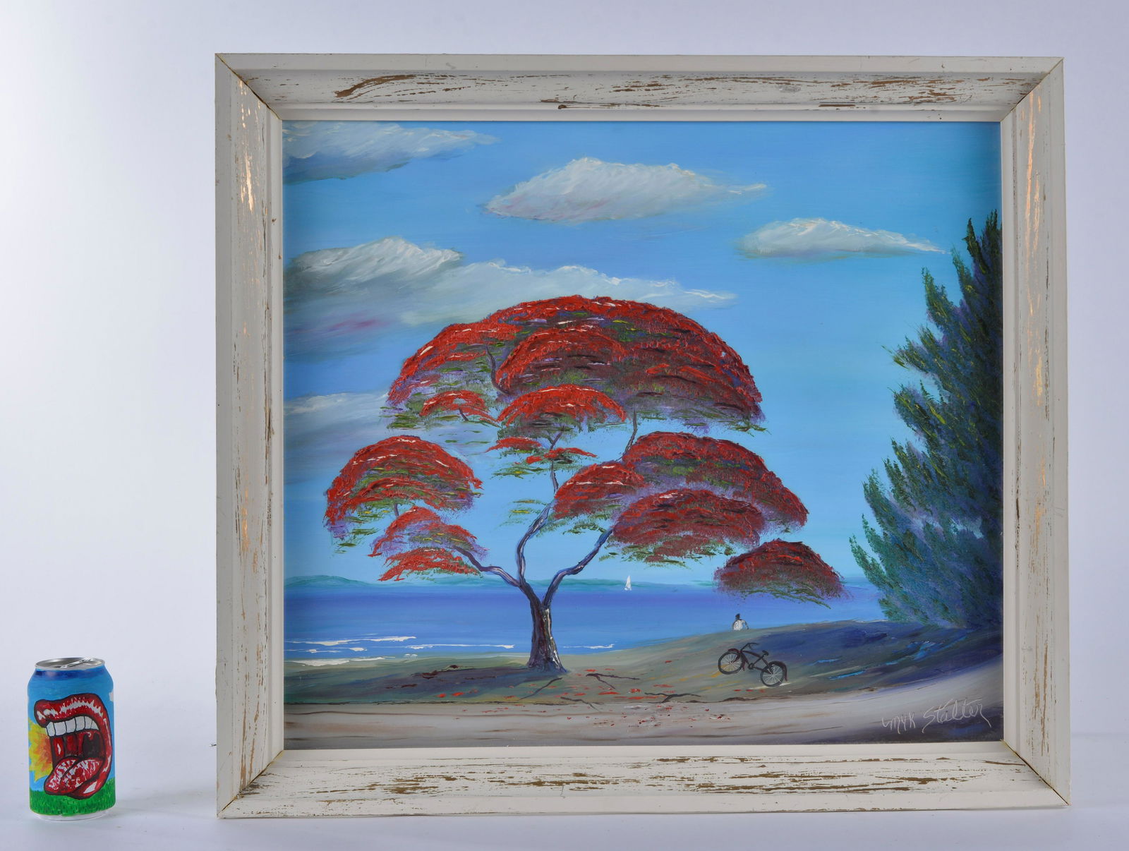 Myk Stalter (Highwaymen) Masonite - Red Tree w/ Bycycle (1 of 6)