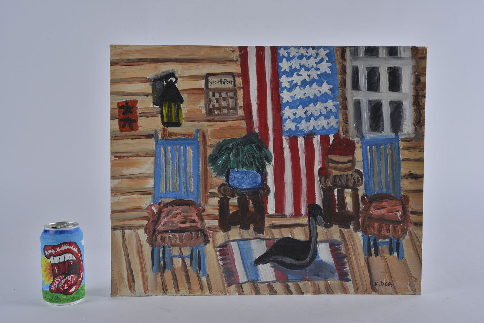 Folk Art Painting signed M.  Davis (1 of 4)