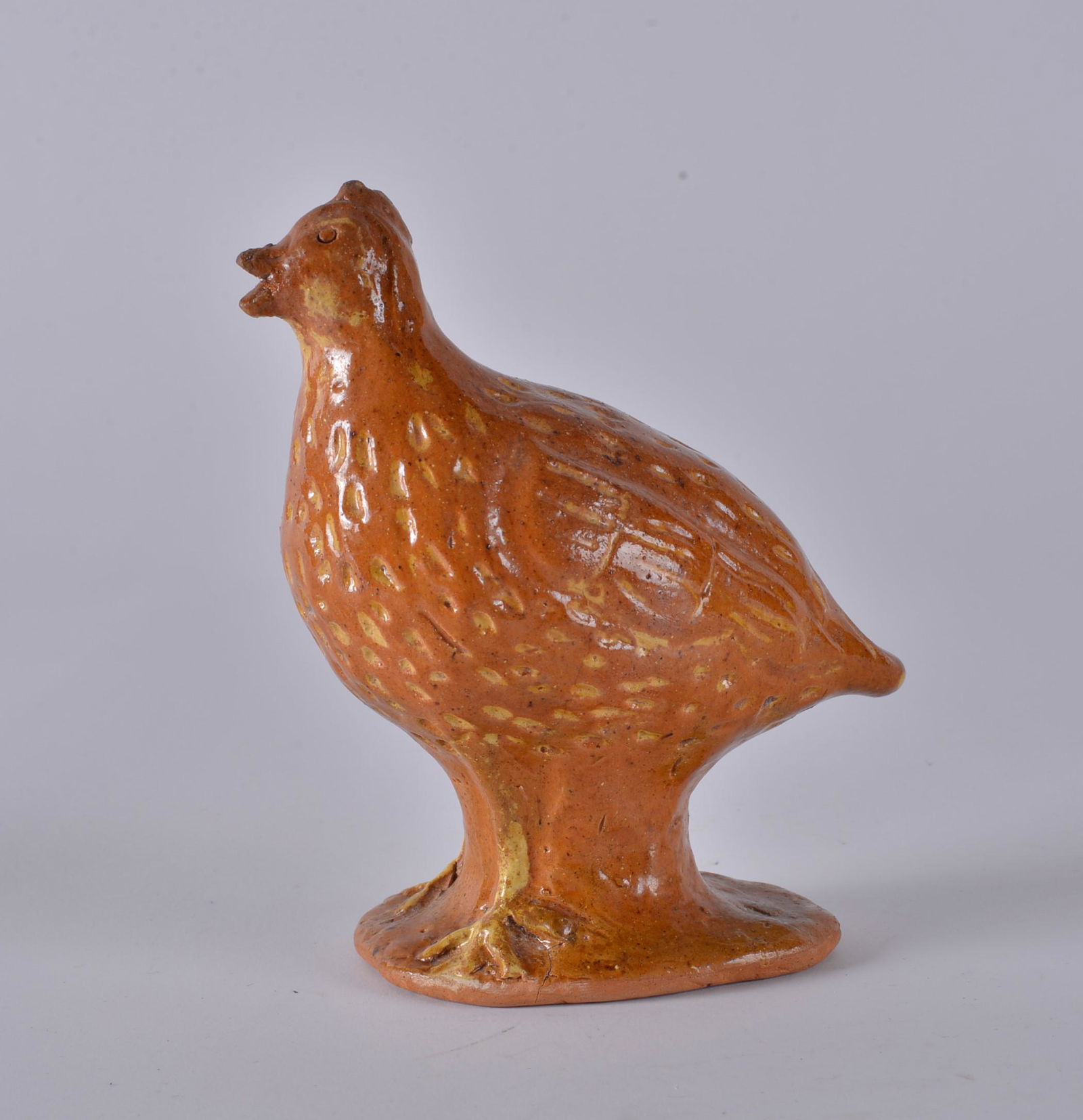 Charles Moore Pottery Quail: Charles Moore, Chicken stamp on bottom dated 2001, height 6"