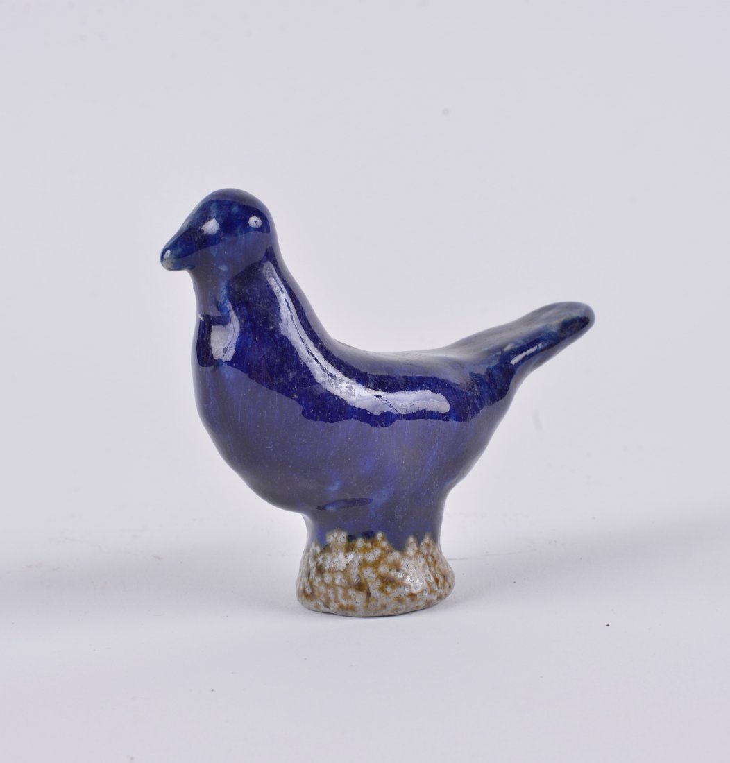 Charles Moore BIRD (salt Glaze, Blue): stamped jugtown, stamped CM. Dated 1992. height 4.5", 5.5" length