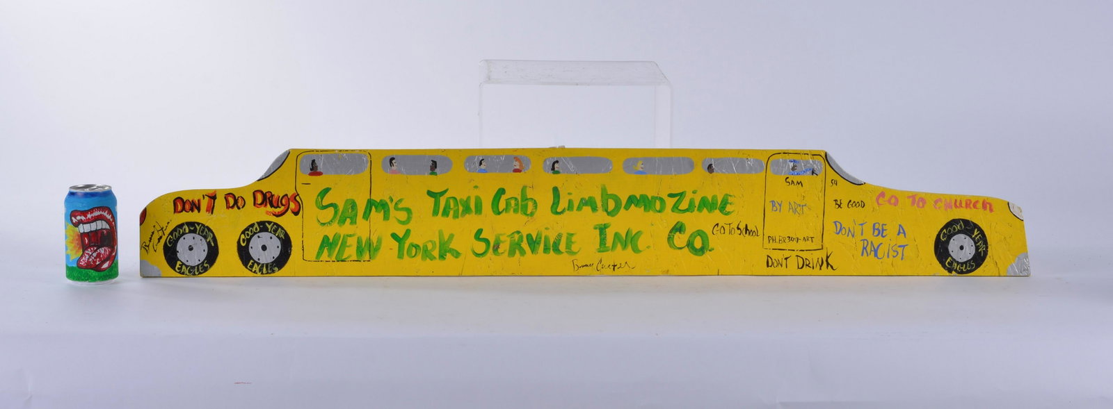 Benny Carter Folk Art Cut out Limo: osb wood cutout limo - Sams Taxi Cab - 45.5" x 6.5"