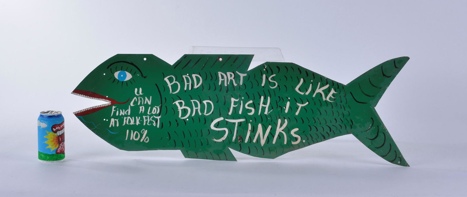 Benny Carter Folk Art Tin Cutout  (green fish) (1 of 5)