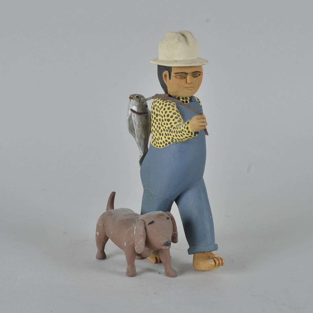 James Cook Folk Art Carving (fisherman) (1 of 5)
