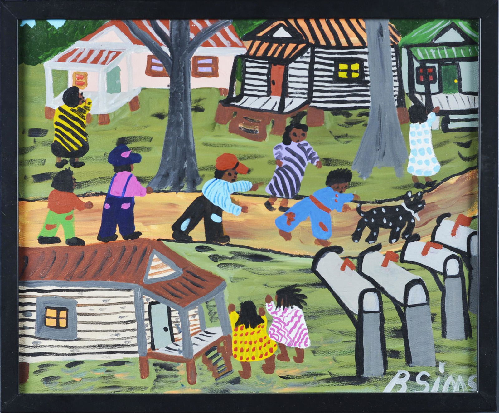 Bernice Sims Folk Art Painting (mail boxes) (1 of 6)