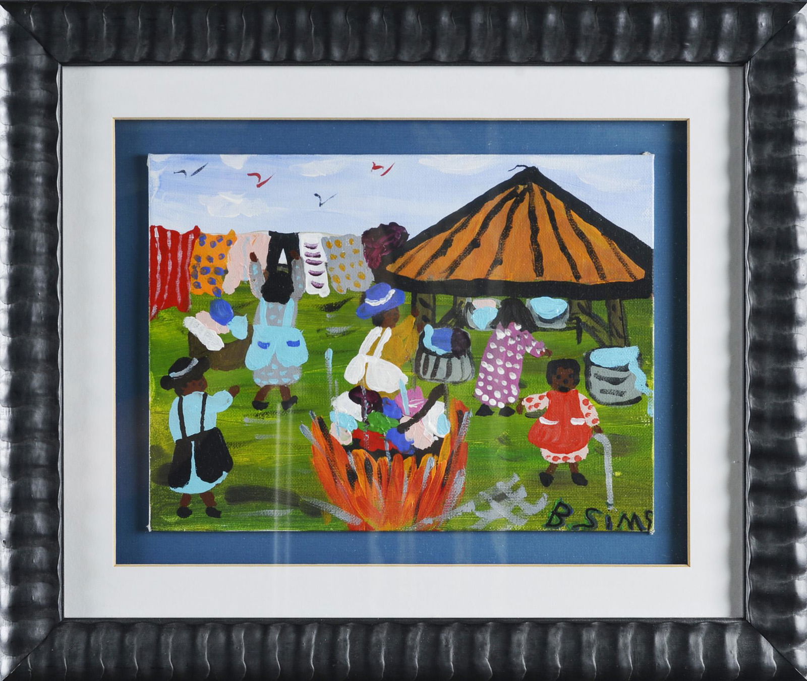 Bernice Sims Folk Art Painting (clothes hanging) (1 of 3)