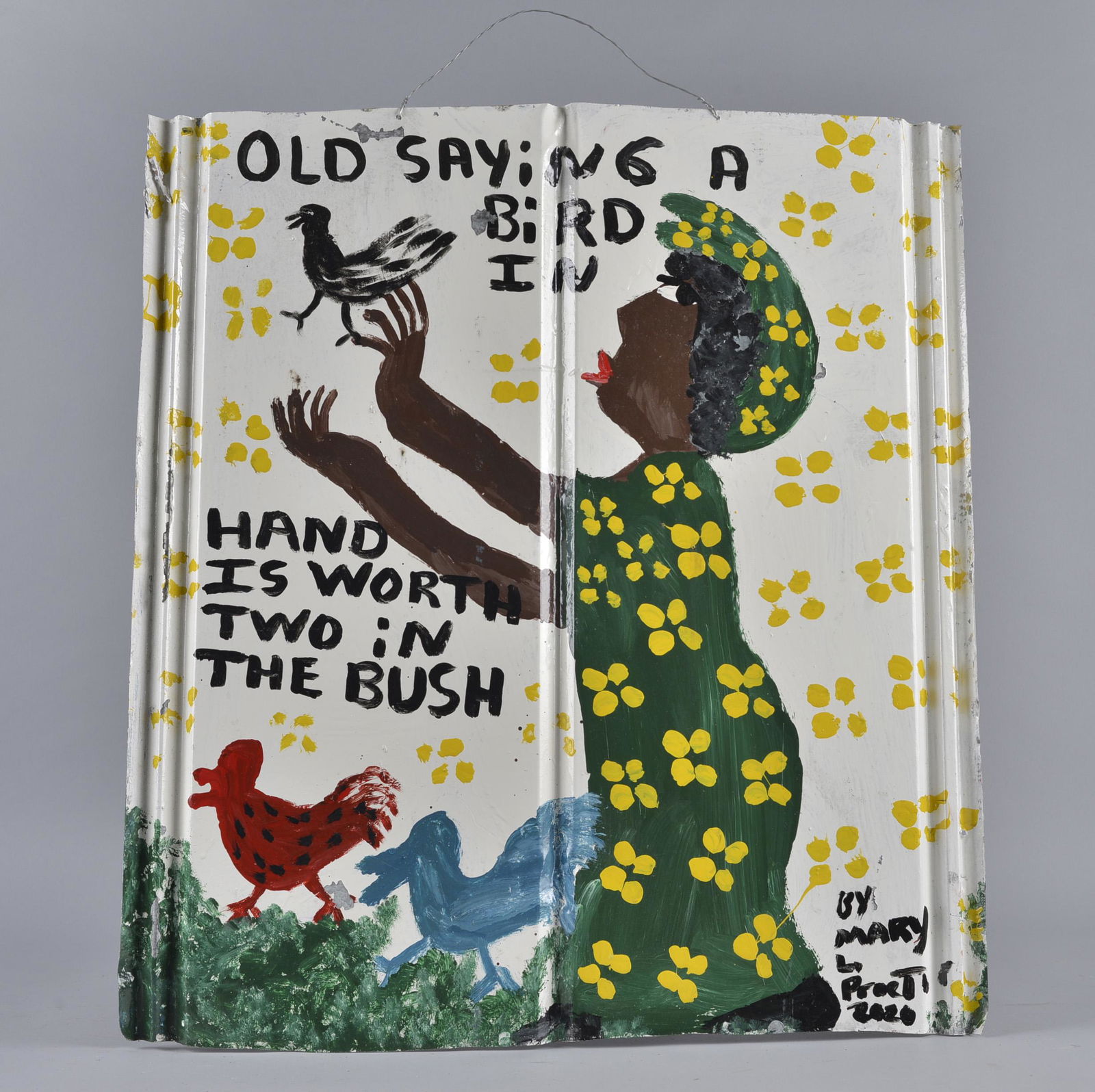 Mary Proctor Painting on Tin Roofing (1 of 2)