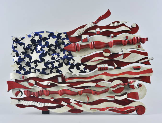 AB THE FLAGMAN American Flag 31.5" x 22" Sep 18, 2021 Ledbetter Folk Art & Americana Auction