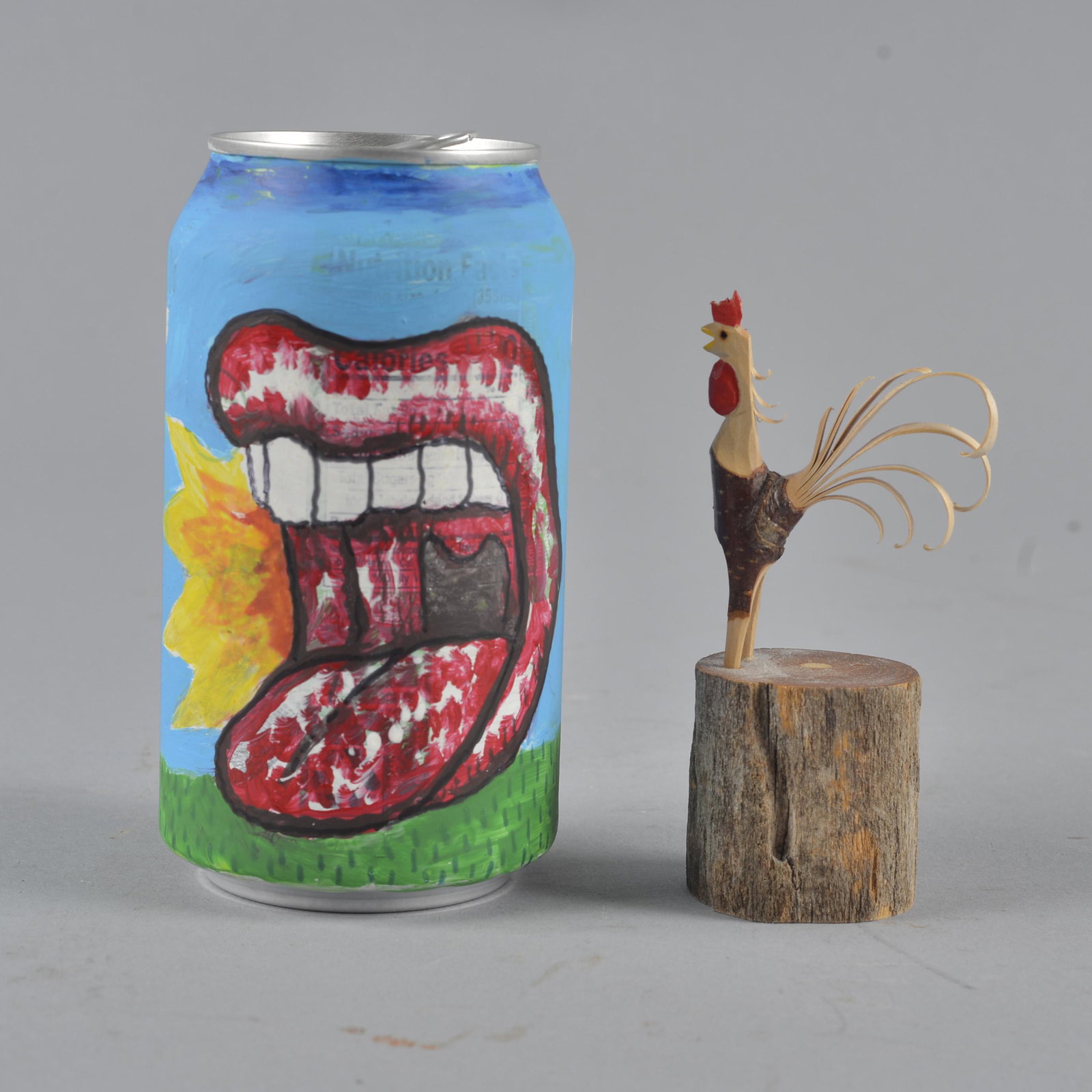 Dwain Gregory Folk Art Rooster: paint on carved wood. Signed on bottom. H 4"