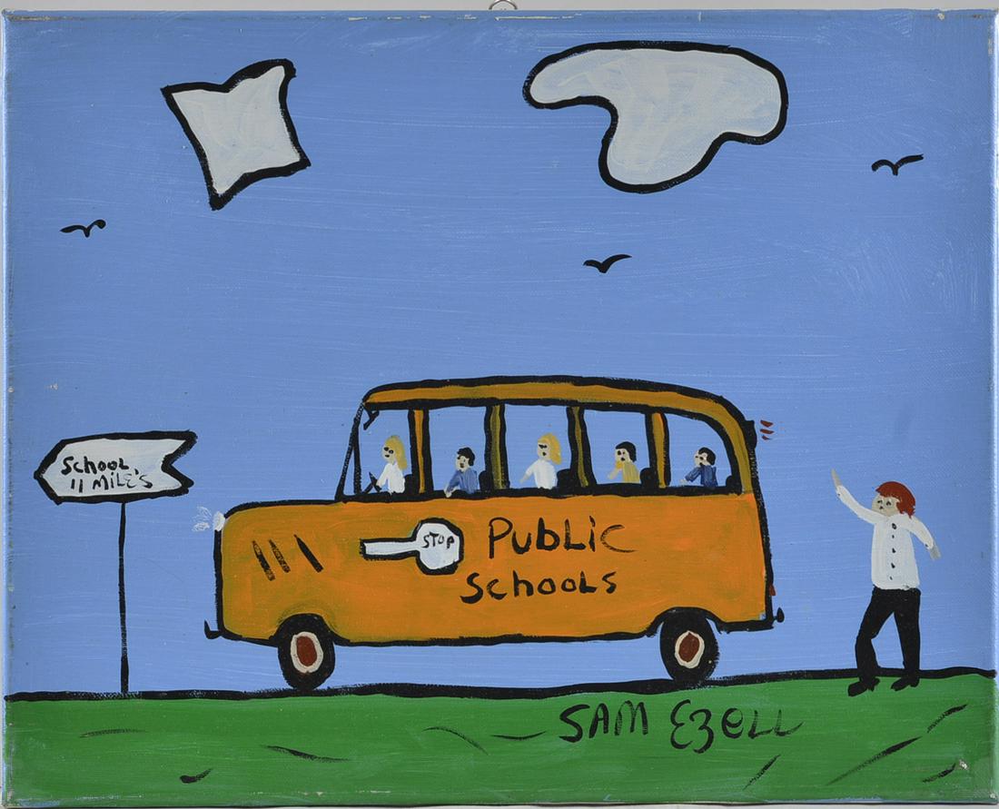 Sam Ezell Folk Art Painting (school bus) (1 of 2)