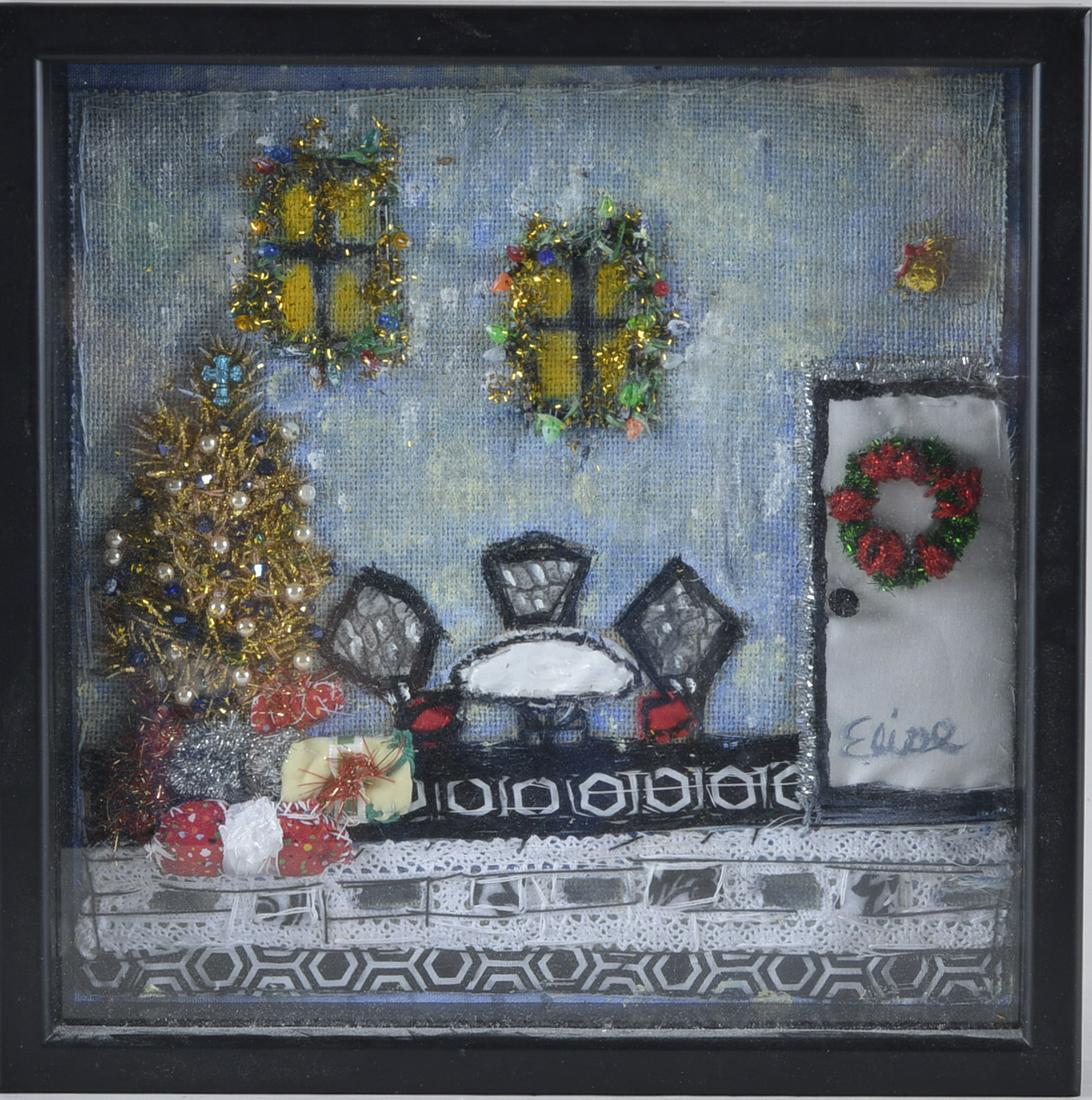 Folk art collage signed Elise (1 of 2)