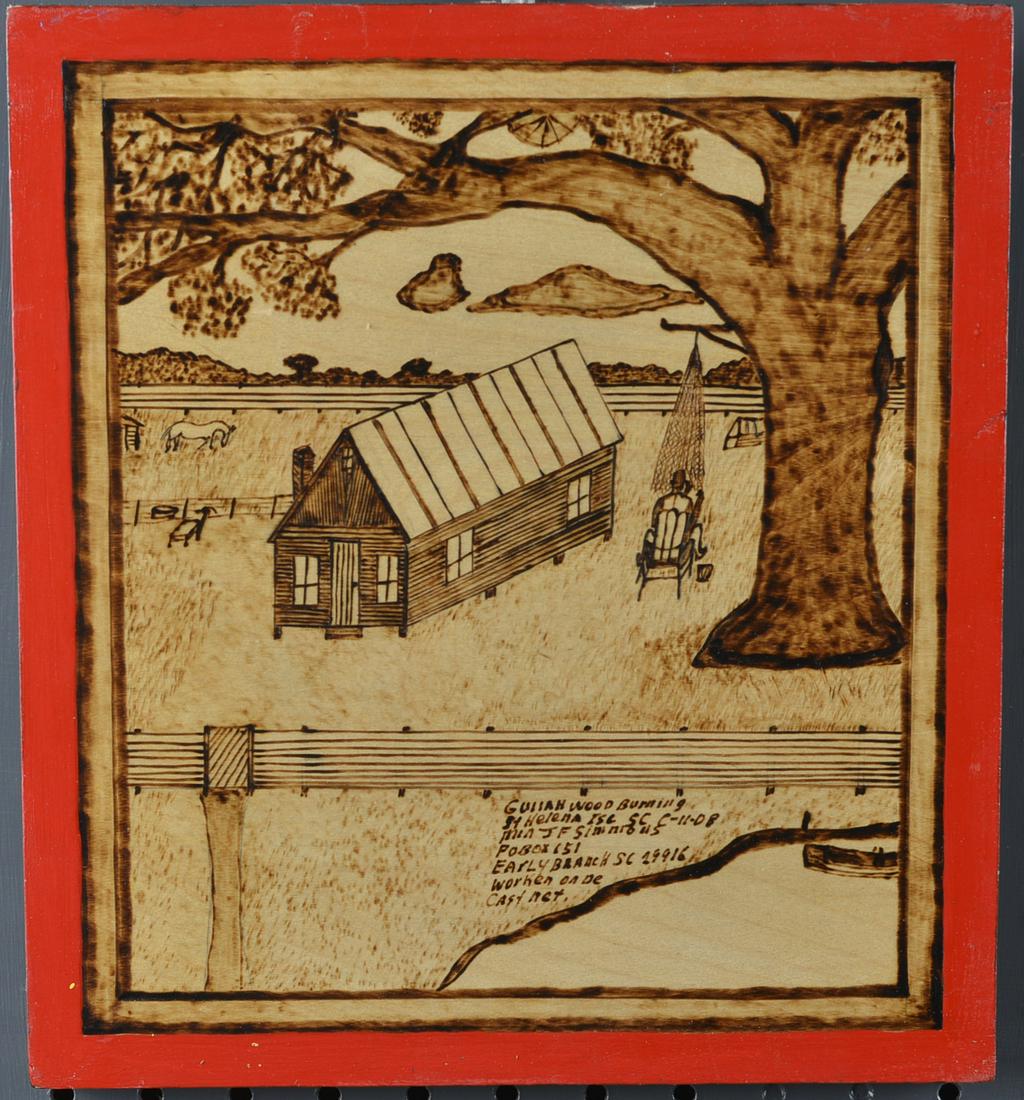 Reverend Johnnie F. Simmons folk art wood burning (1 of 4)