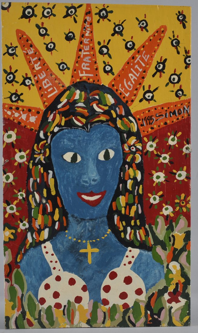 Folk Art Painting signed Simon 1995 (1 of 2)