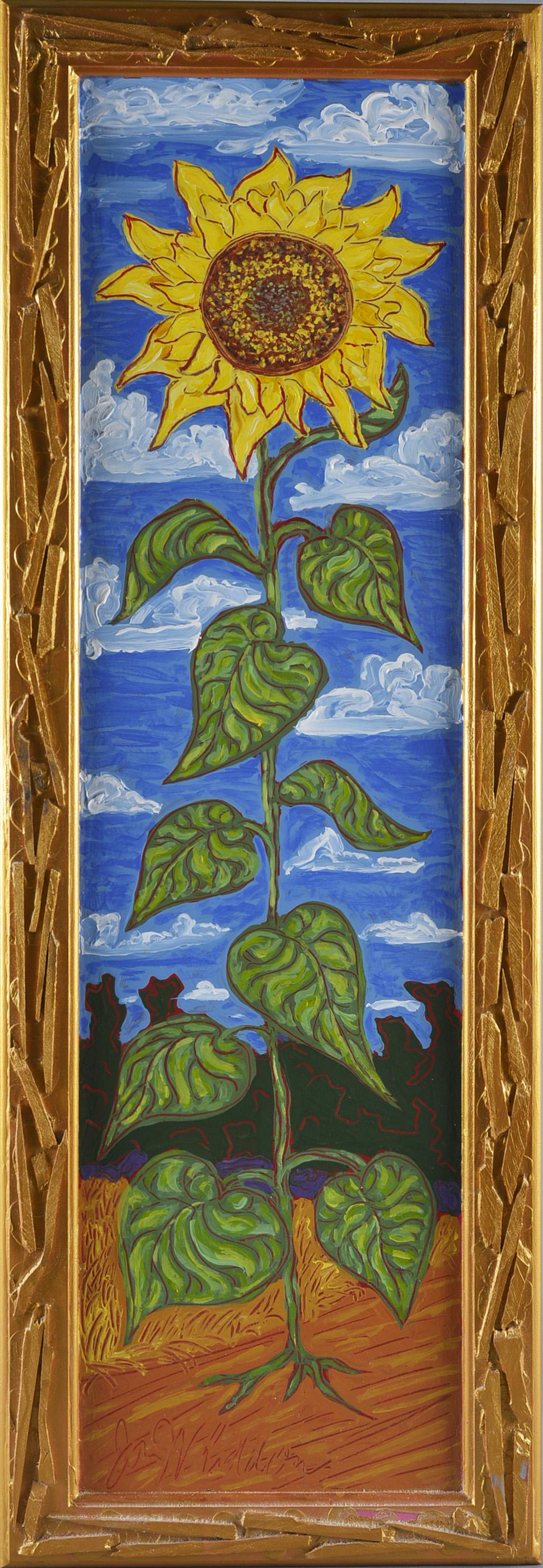 Jon Whiddon Sunflower Folk Art Painting 14" x 42" (1 of 3)