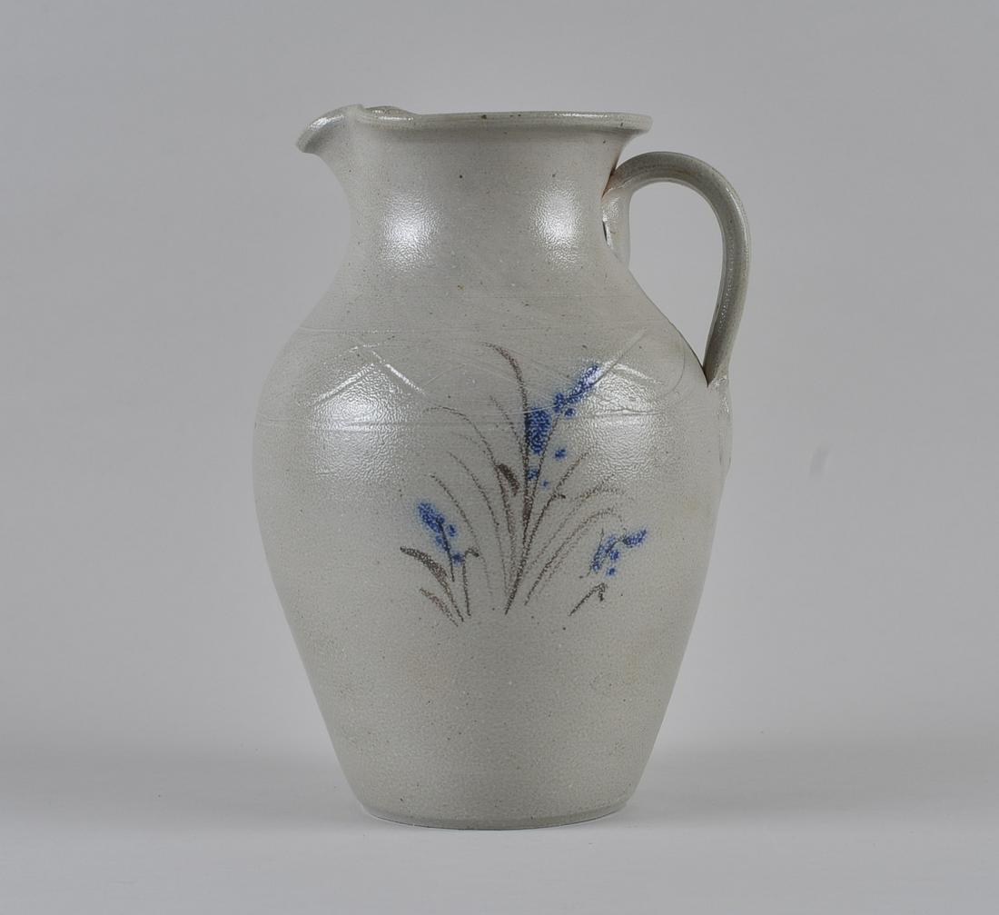 Rare slip decorated salt glaze pitcher ML OWENS (1 of 3)