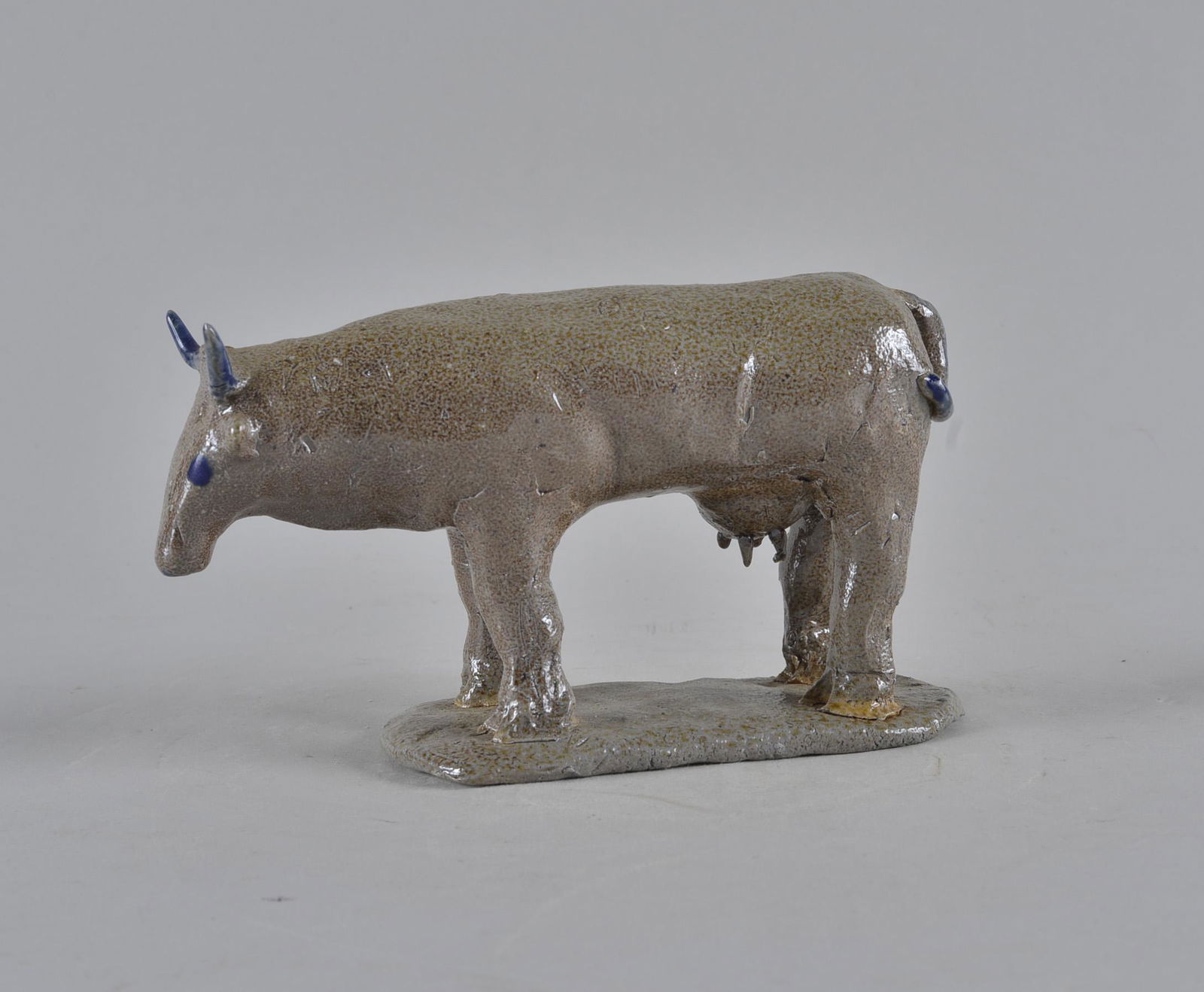 Charles Moore Salt Glaze Cow: signed and dated on bottom. height 4.5"x8"