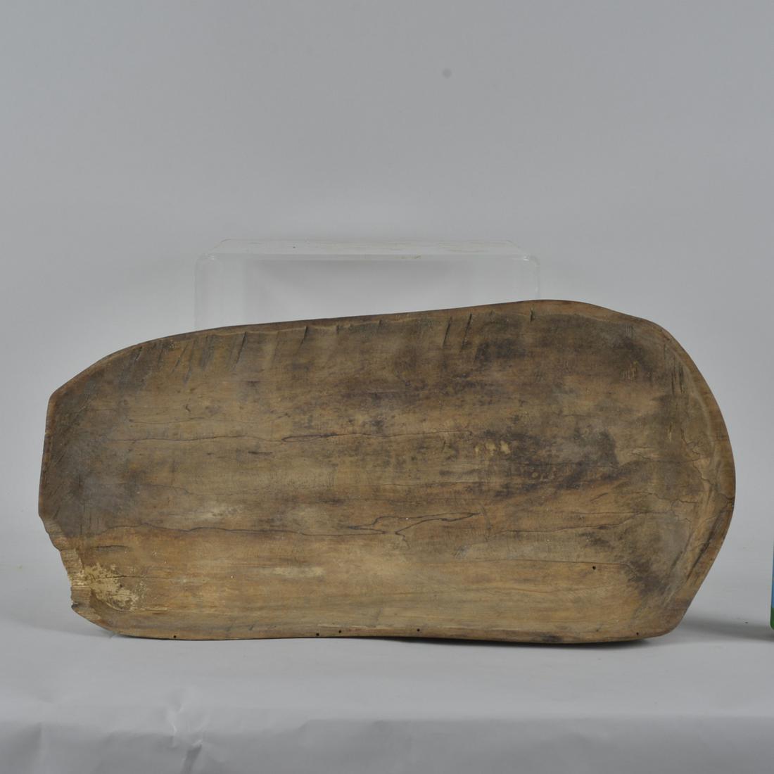 Elvin King Folk Art Bowl: chainsaw art by Elvin King. LENGTH 18.75"