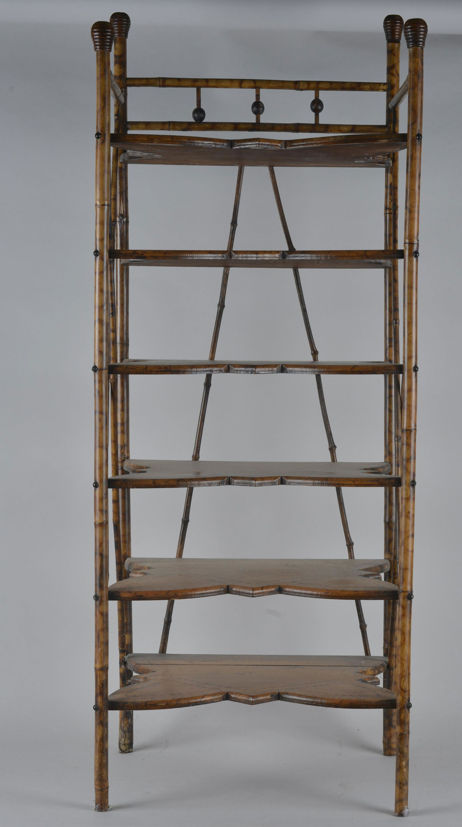 Burnt Wood Bamboo Curio Shelf Stand (1 of 3)