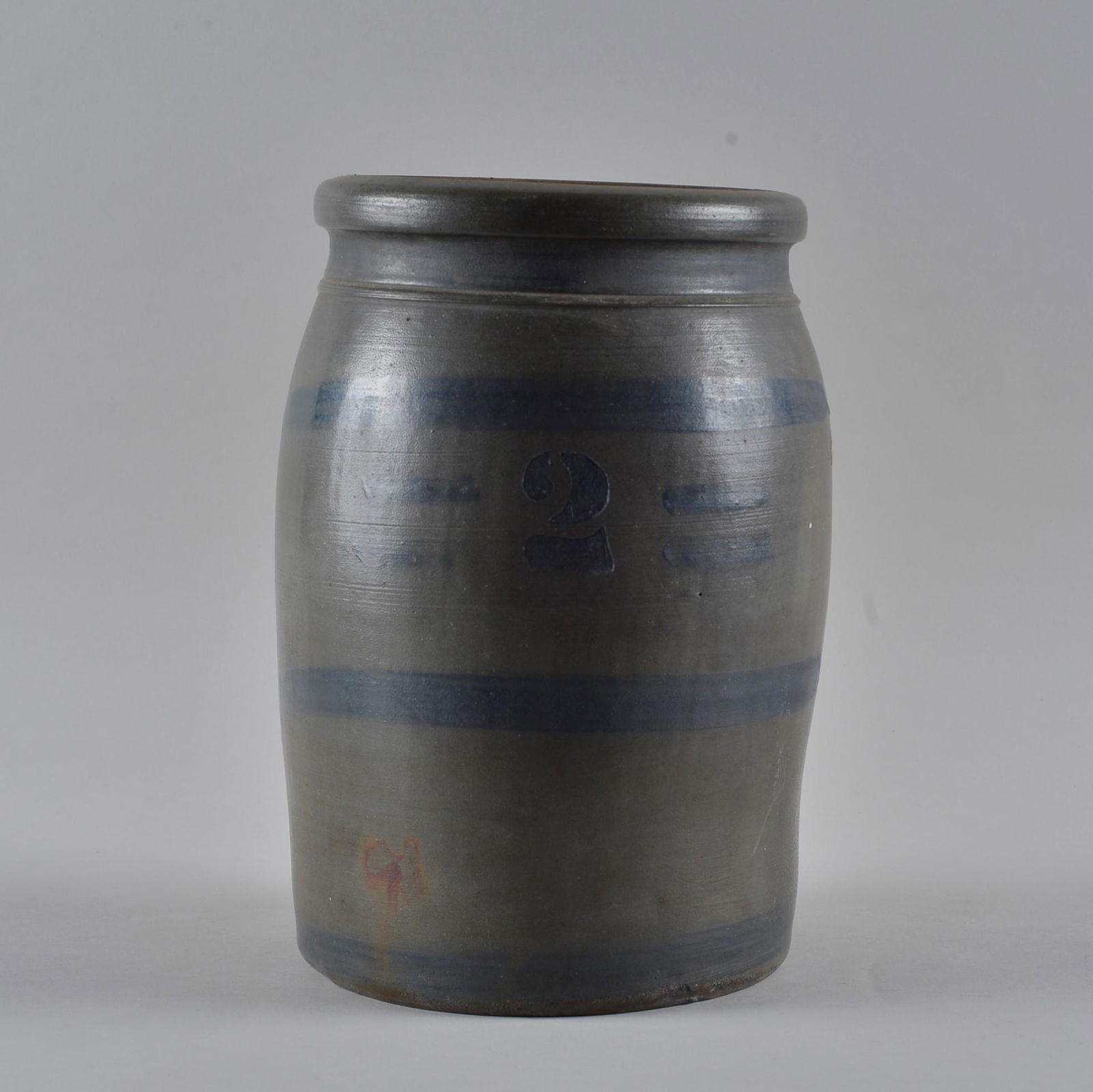 2 gallon blue decorated stoneware crock (1 of 3)